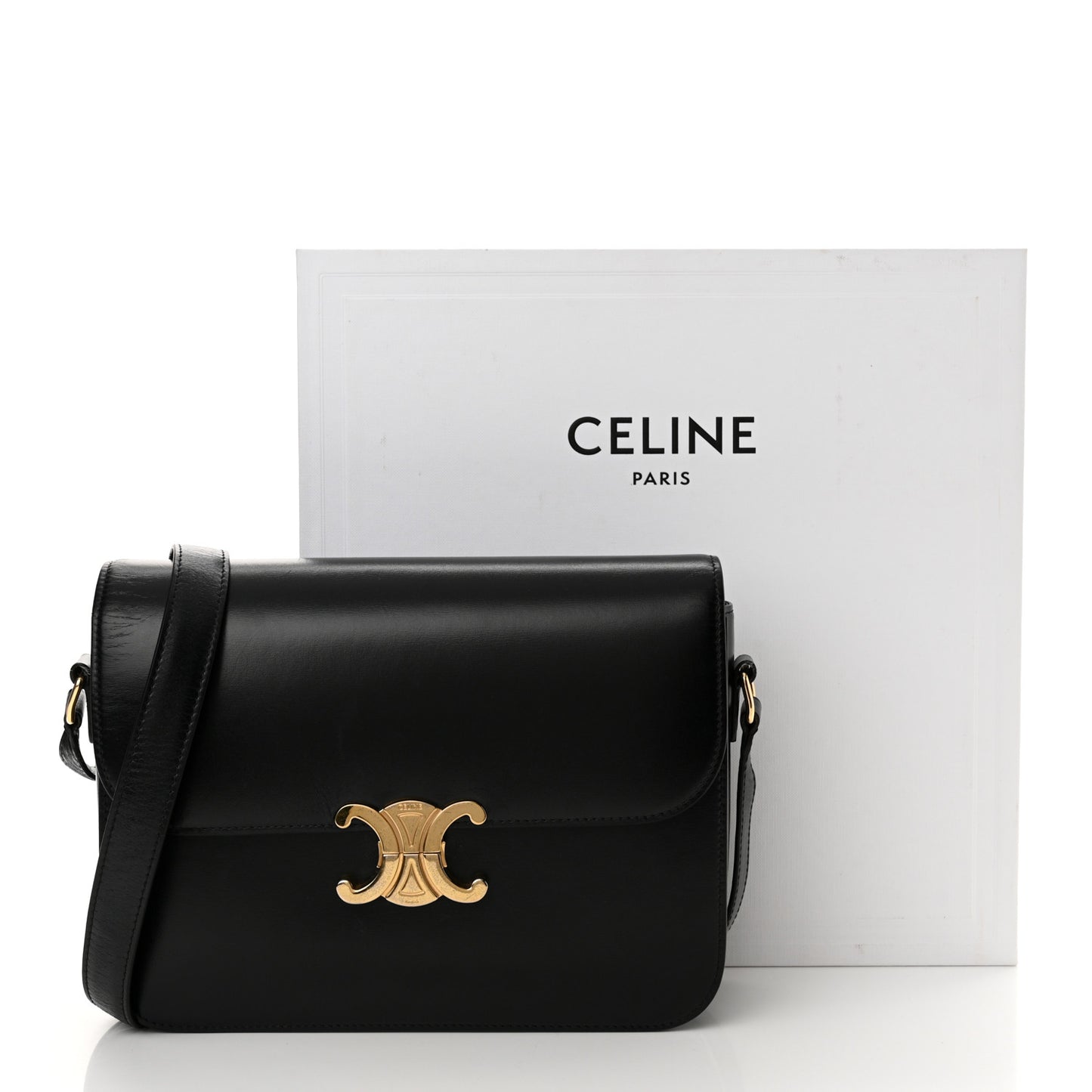 Shiny Calfskin Large Triomphe Black