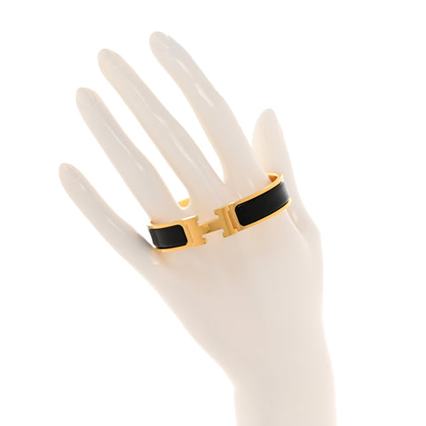 Enamel Narrow Clic Clac H Bracelet PM Black