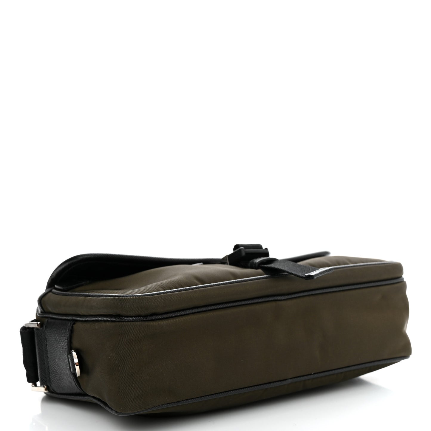Tessuto Nylon Saffiano Pocket Single Snap Buckle Messenger Flap Bag Mimetico Black