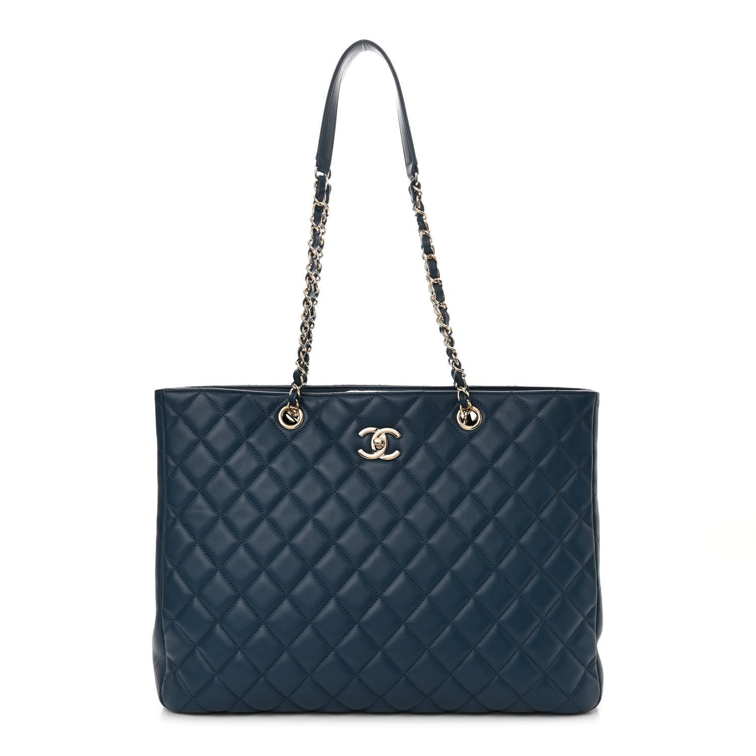 Chanel Lambskin Quilted Large Classic Shopping Tote Blue 1 of 11