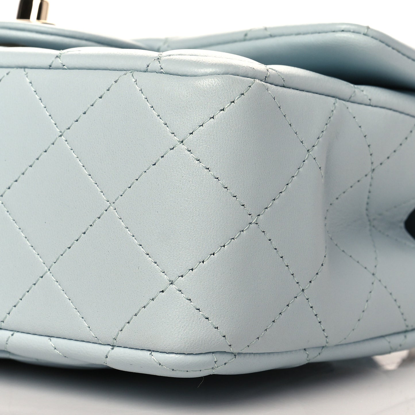 Lambskin Quilted Mini Top Handle Rectangular Flap Light Blue