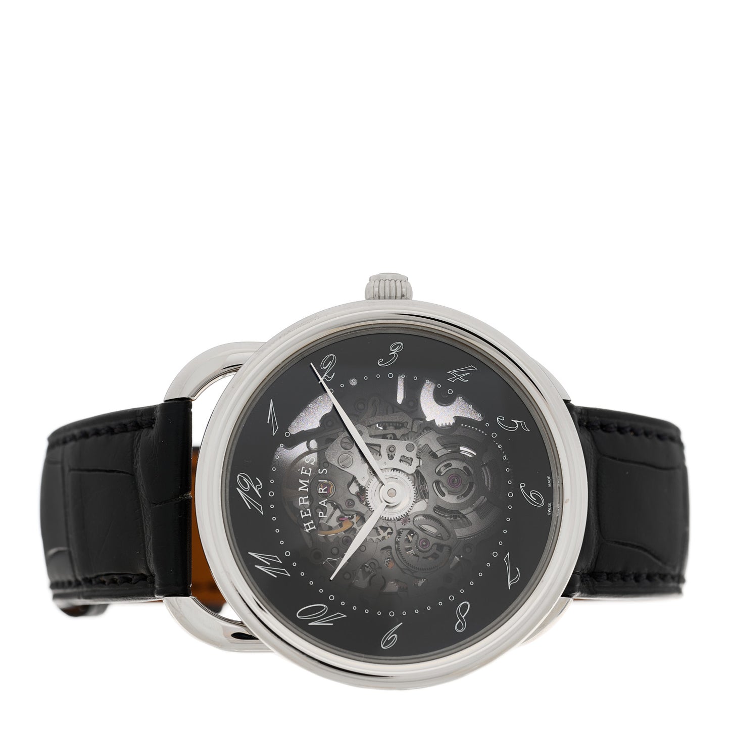 Stainless Steel Alligator 40mm Arceau Squelette Automatic Watch Noir