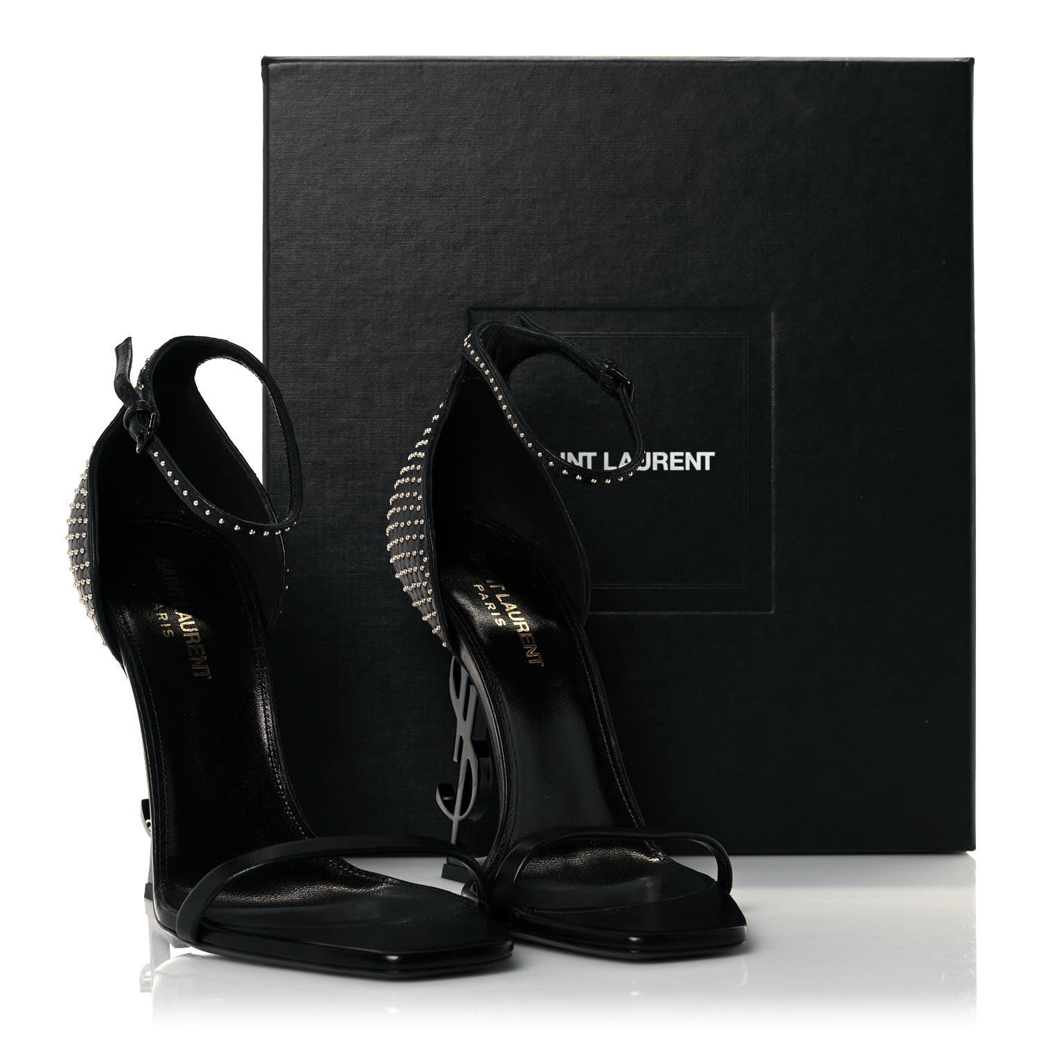 Saint Laurent Calfskin Studded Opyum 110 Sandals 39 Black 8 of 8