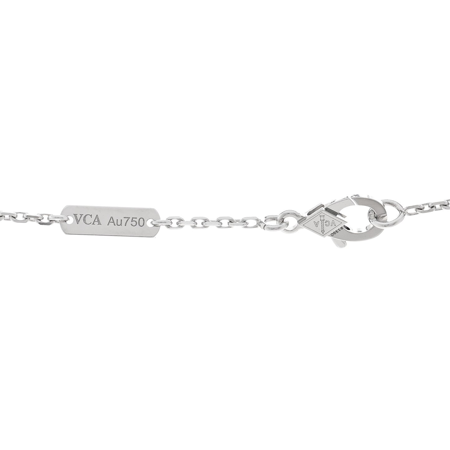 18K White Gold Diamond Guilloche Vintage Alhambra Pendant Necklace