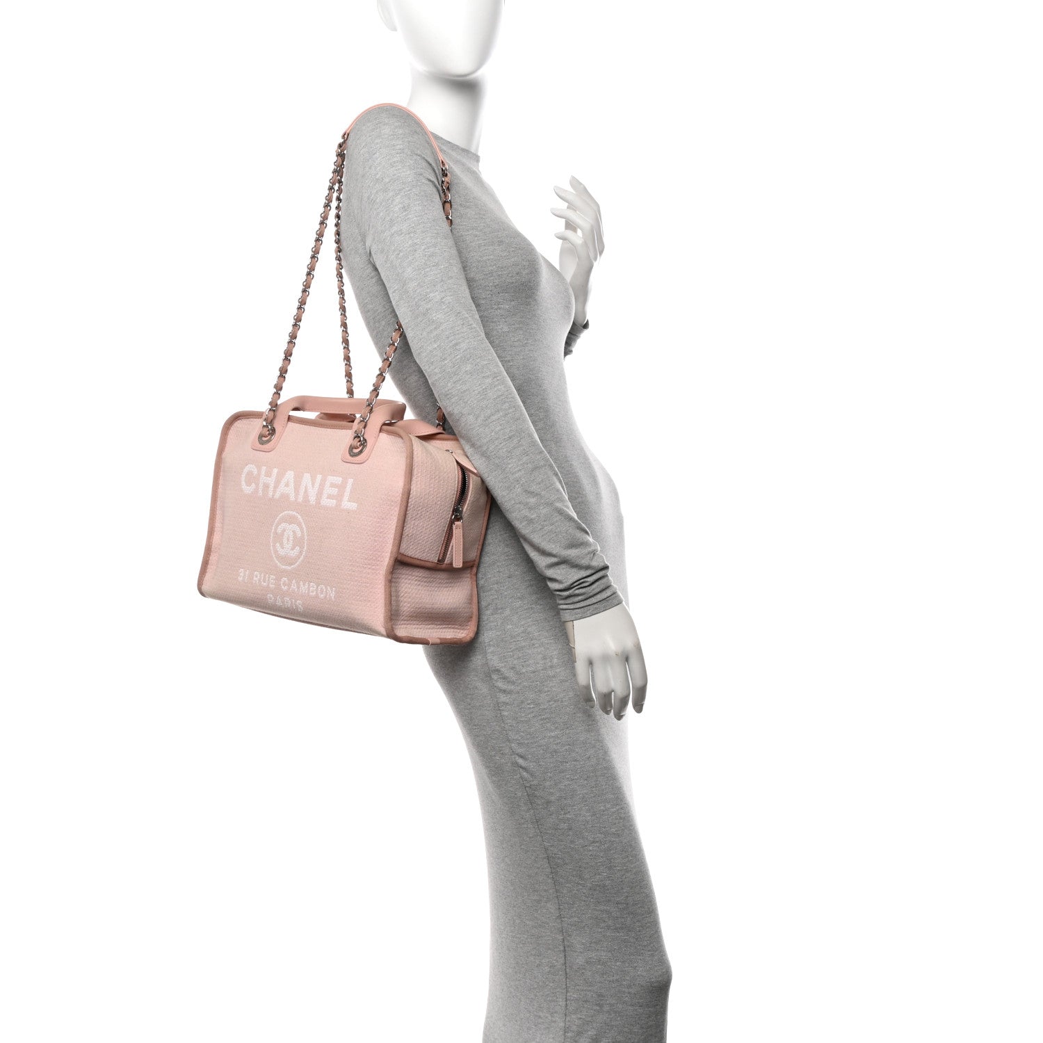 Chanel Canvas Deauville Bowling Bag Light Pink 2 of 10