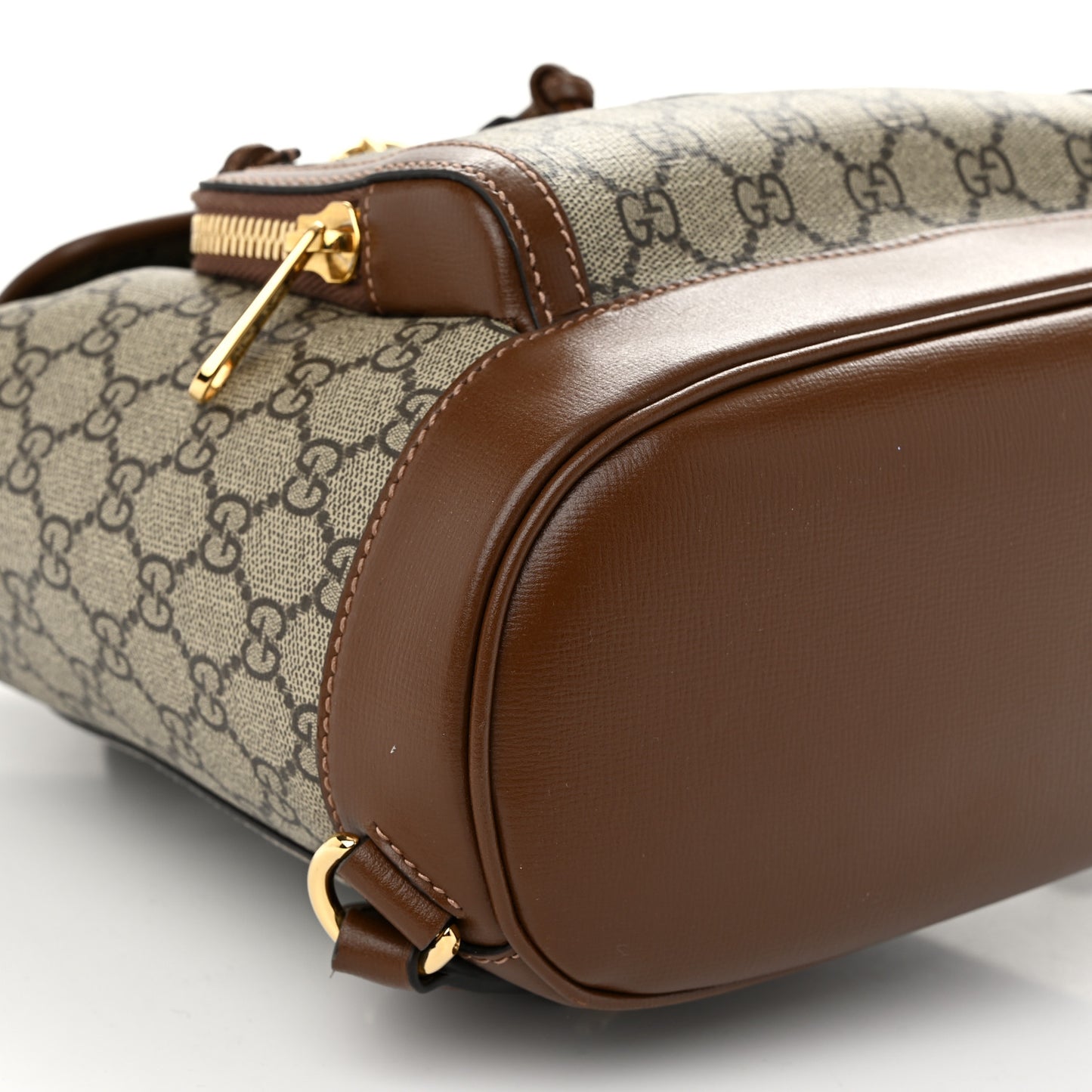 GG Supreme Monogram Azalea Calfskin Retro Interlocking G Buckle Backpack Beige Ebony Brown Sugar