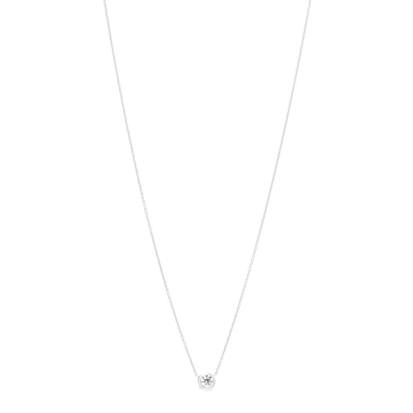18K White Gold Diamond .40ct Diamonds by the Inch Pendant Necklace