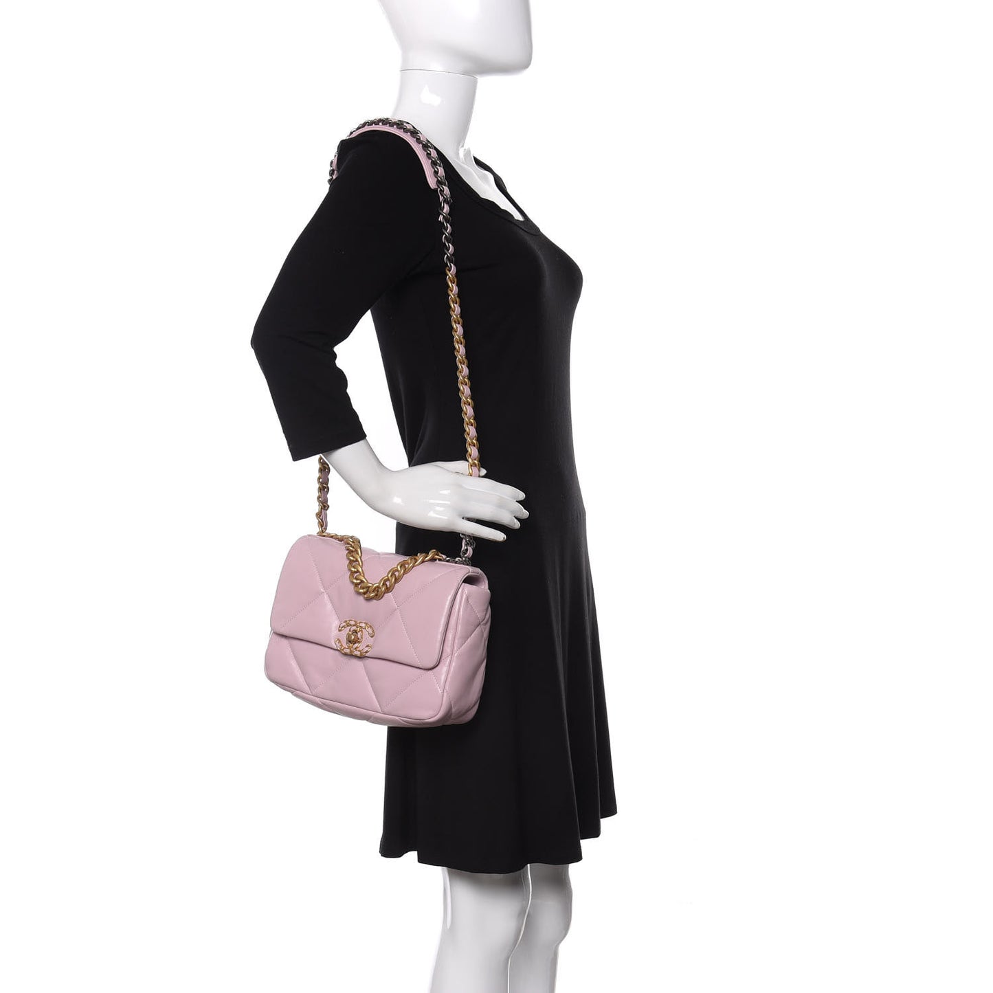 Lambskin Quilted Medium Chanel 19 Flap Light Pink