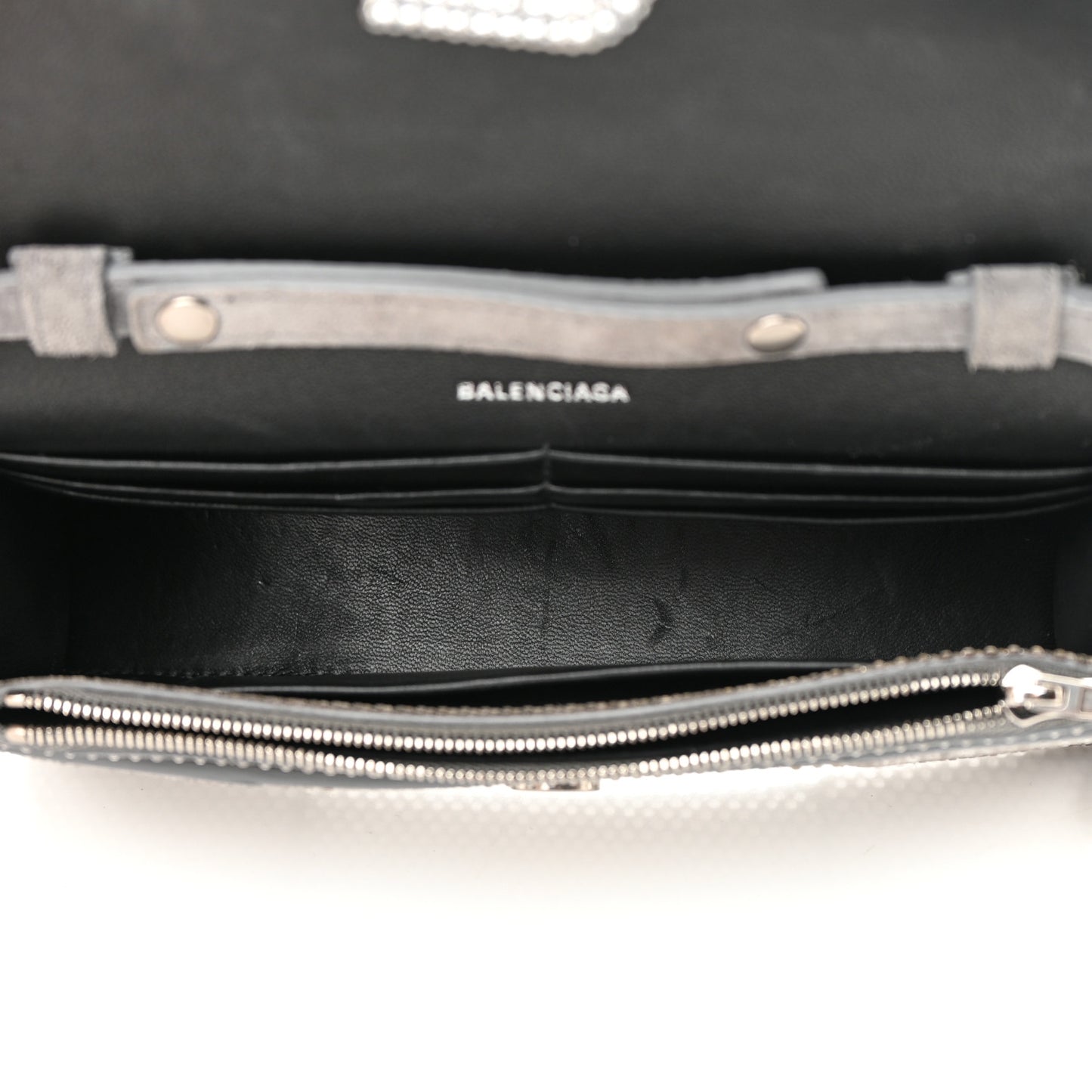 Strass Suede Hourglass Chain Bag Smoke Grey Crystal