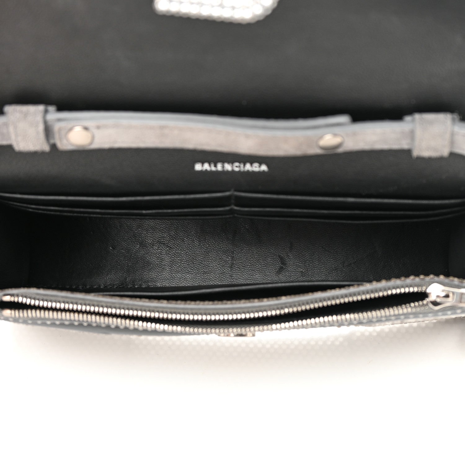 Balenciaga Strass Suede Hourglass Chain Bag Smoke Grey Crystal 5 of 16