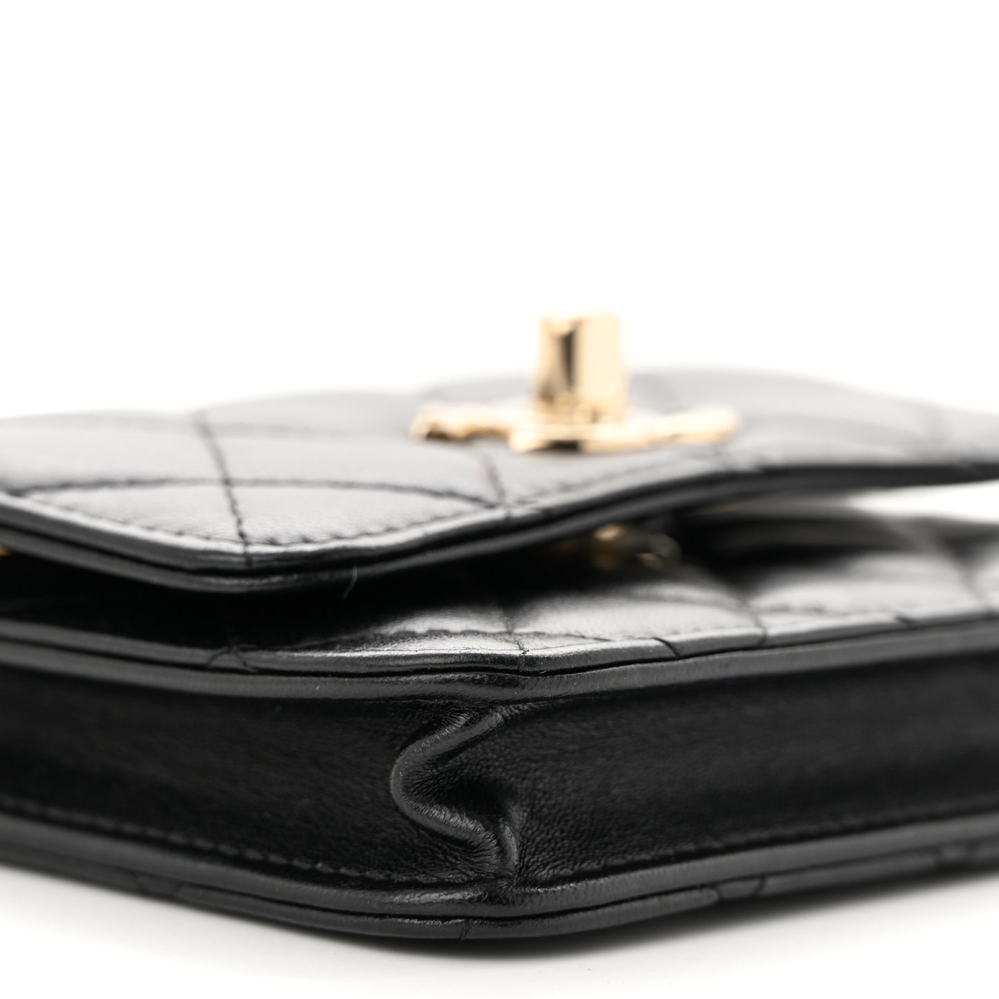 Lambskin Quilted Trendy CC Card Holder On Chain Black