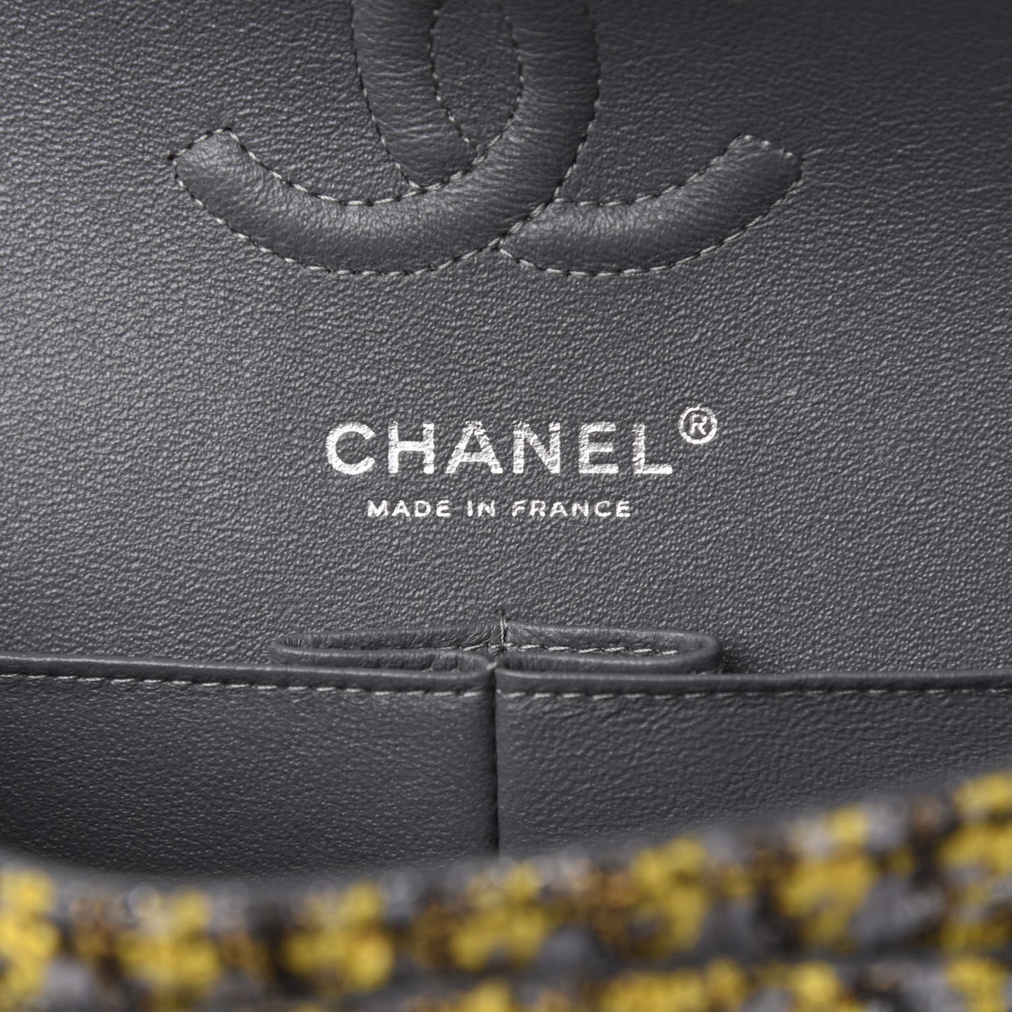 Tweed Braided Charms Small Flap Yellow Grey Black