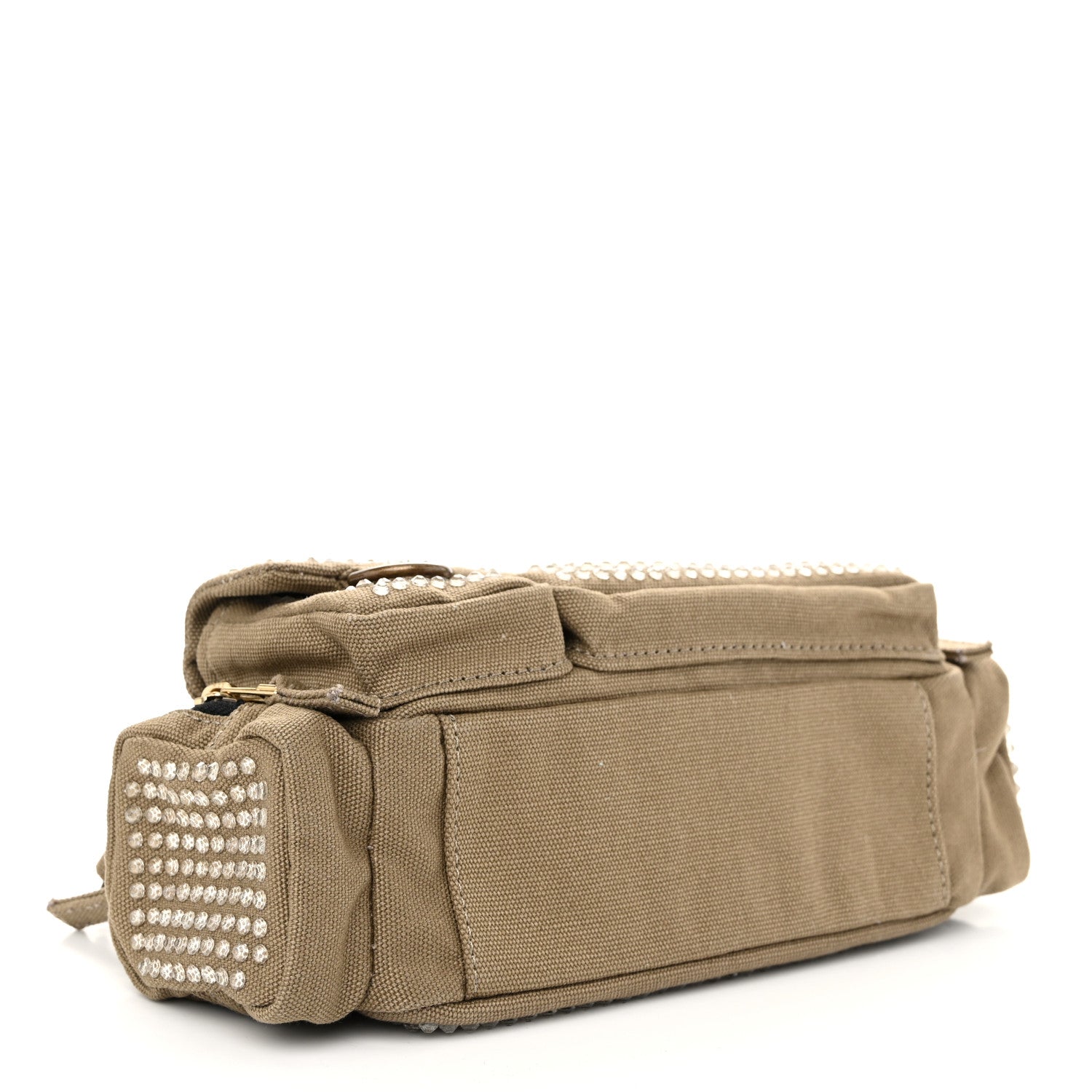 Marc Jacobs Cotton Canvas Crystal Embellished The Cargo Bag Slate Green 4 of 10