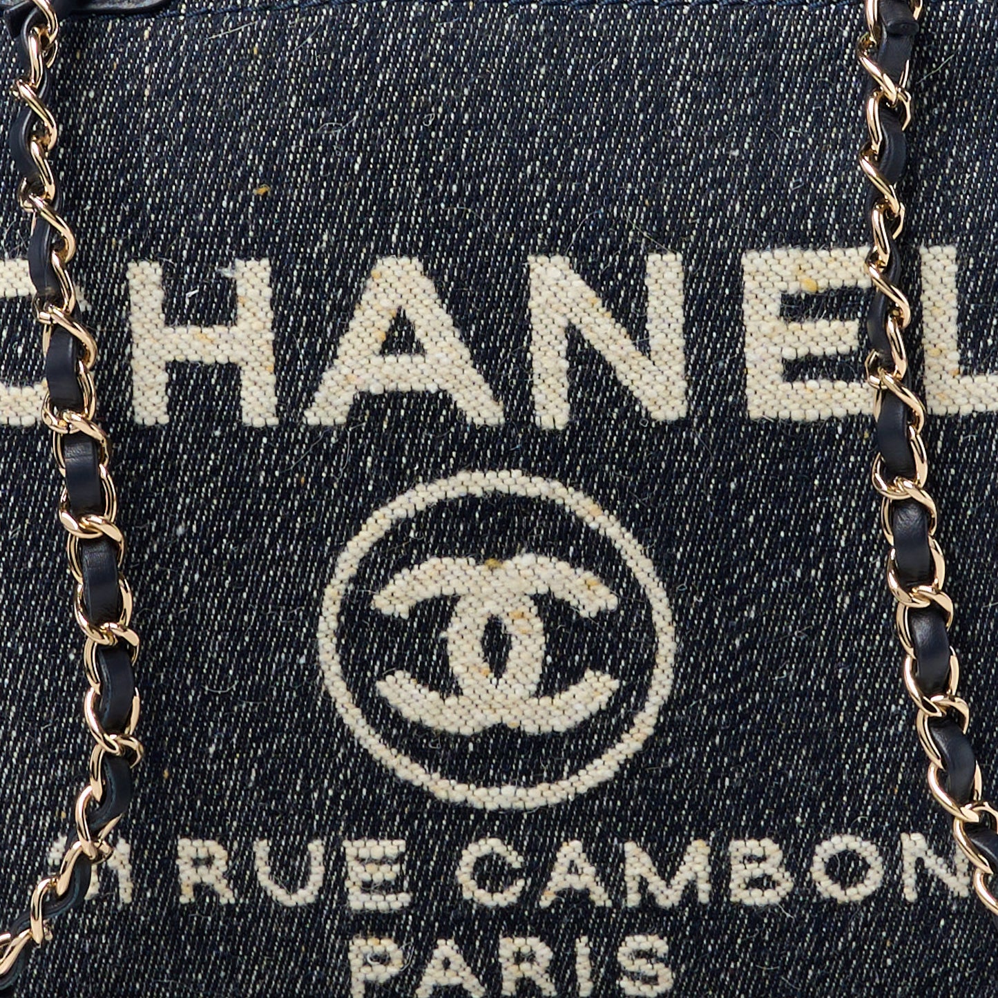 Denim Small Deauville Tote Dark Blue White