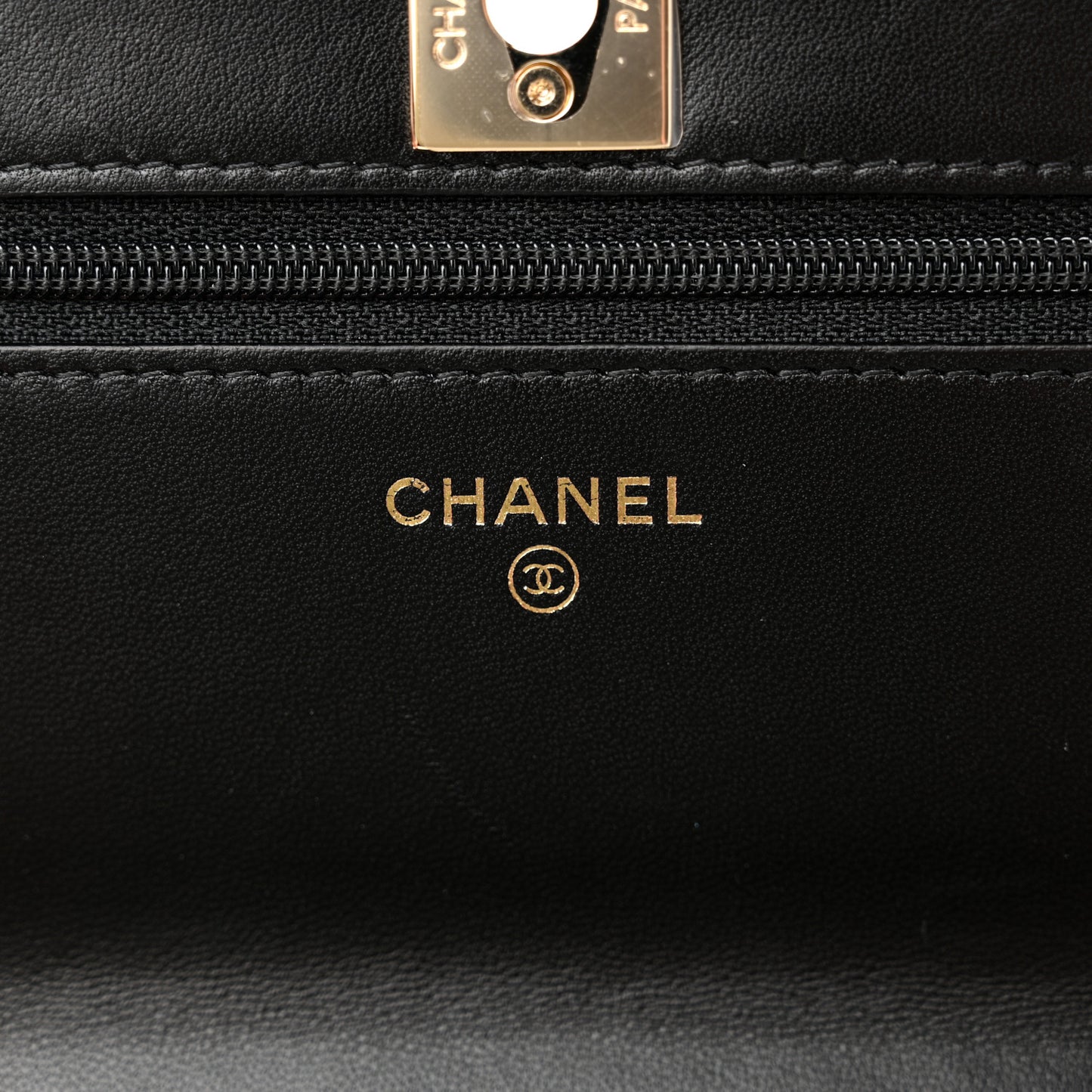 Lambskin Quilted Trendy CC Wallet On Chain WOC Black