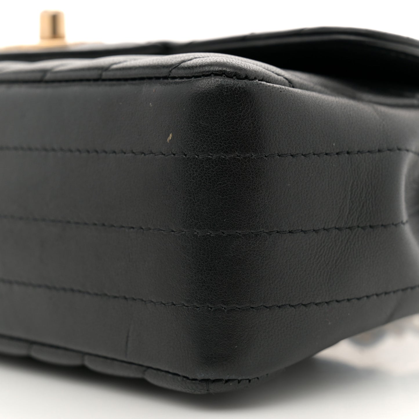 Lambskin Chevron Quilted Mini Rectangular Flap Black