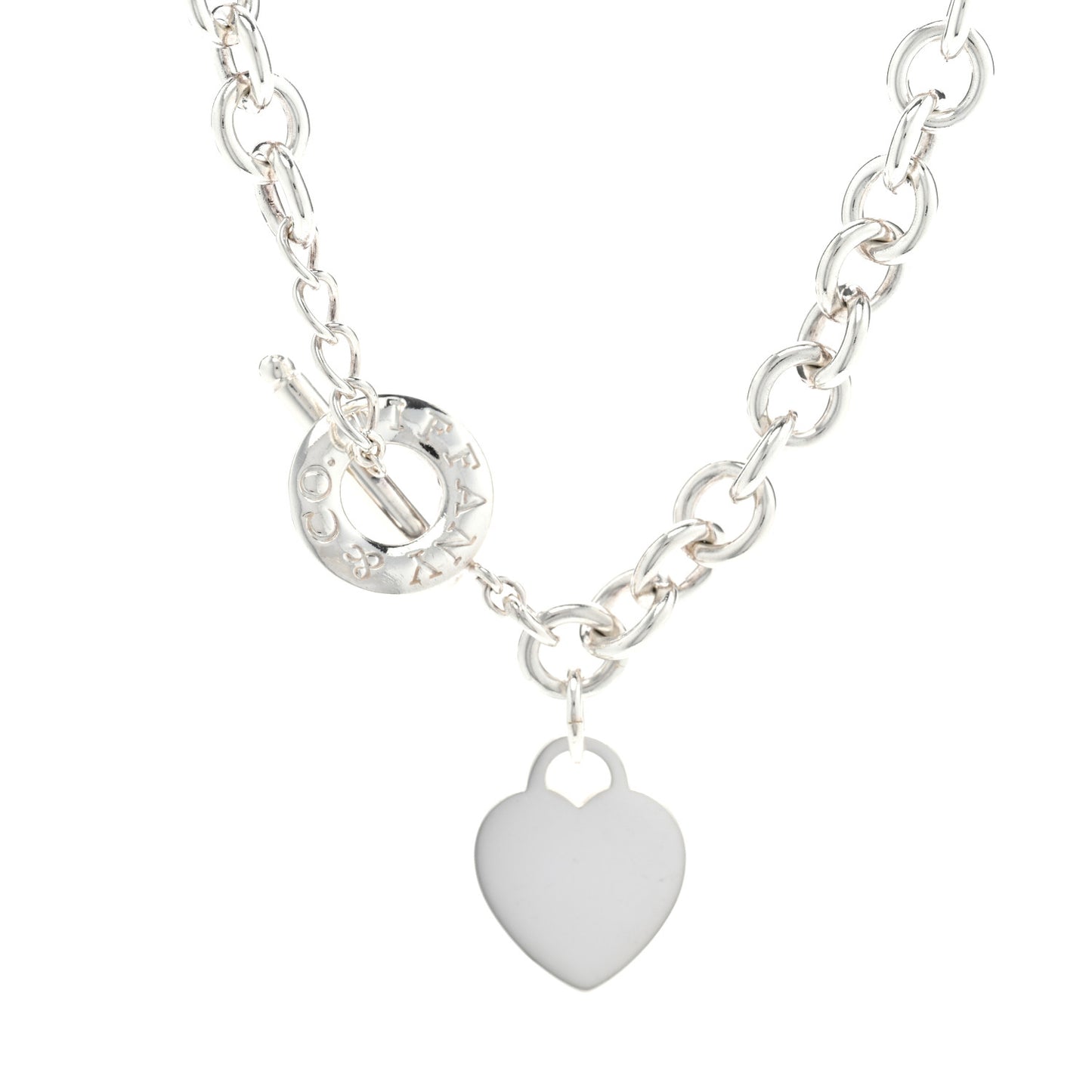 Sterling Silver Heart Tag Toggle Necklace