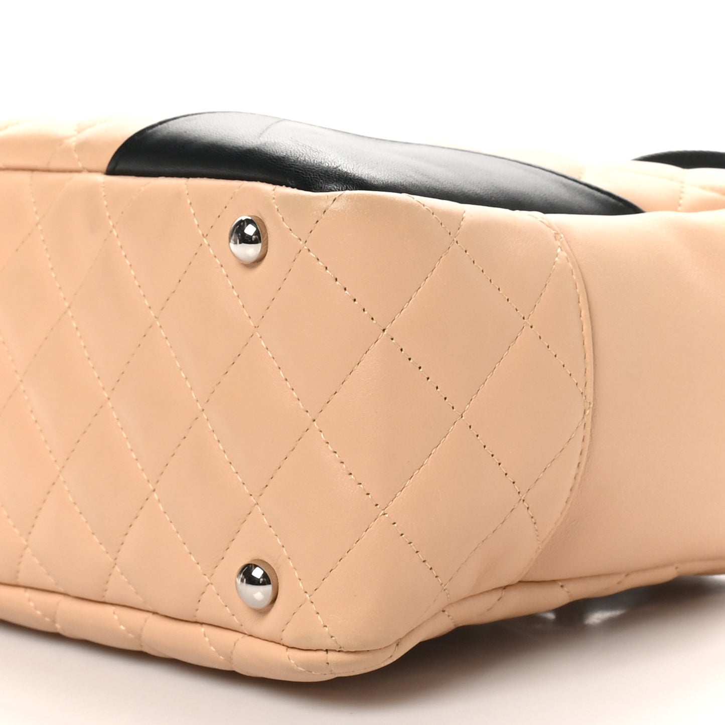 Calfskin Quilted Large Cambon Bowler Beige Black