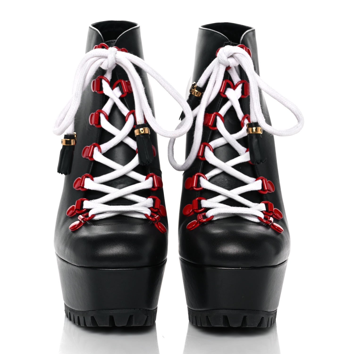 Gucci Calfskin Lifford Lace Up Platform Ankle Boots 38 Black 2 of 8