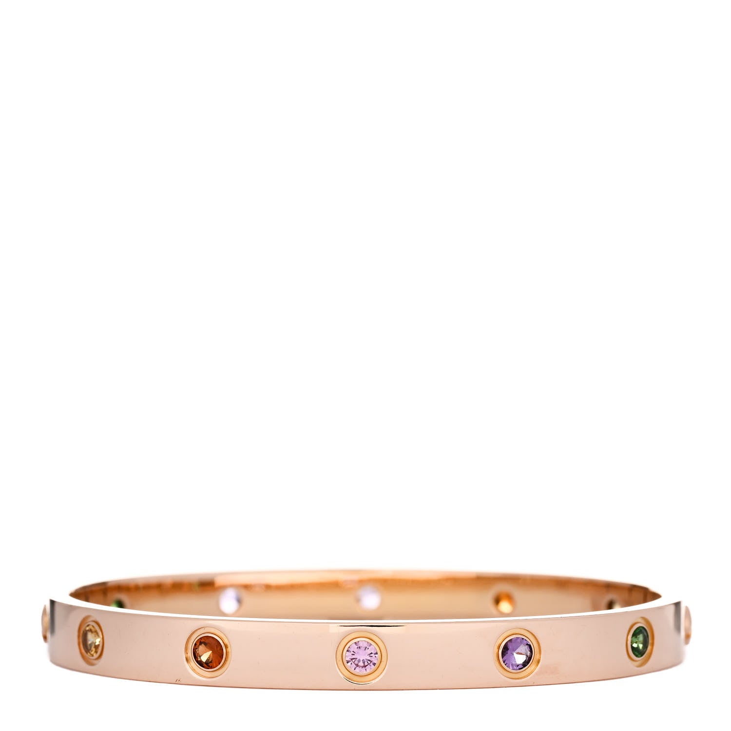 Cartier 18K Pink Gold Sapphire Garnet Amethyst LOVE Bracelet 16 2 of 5