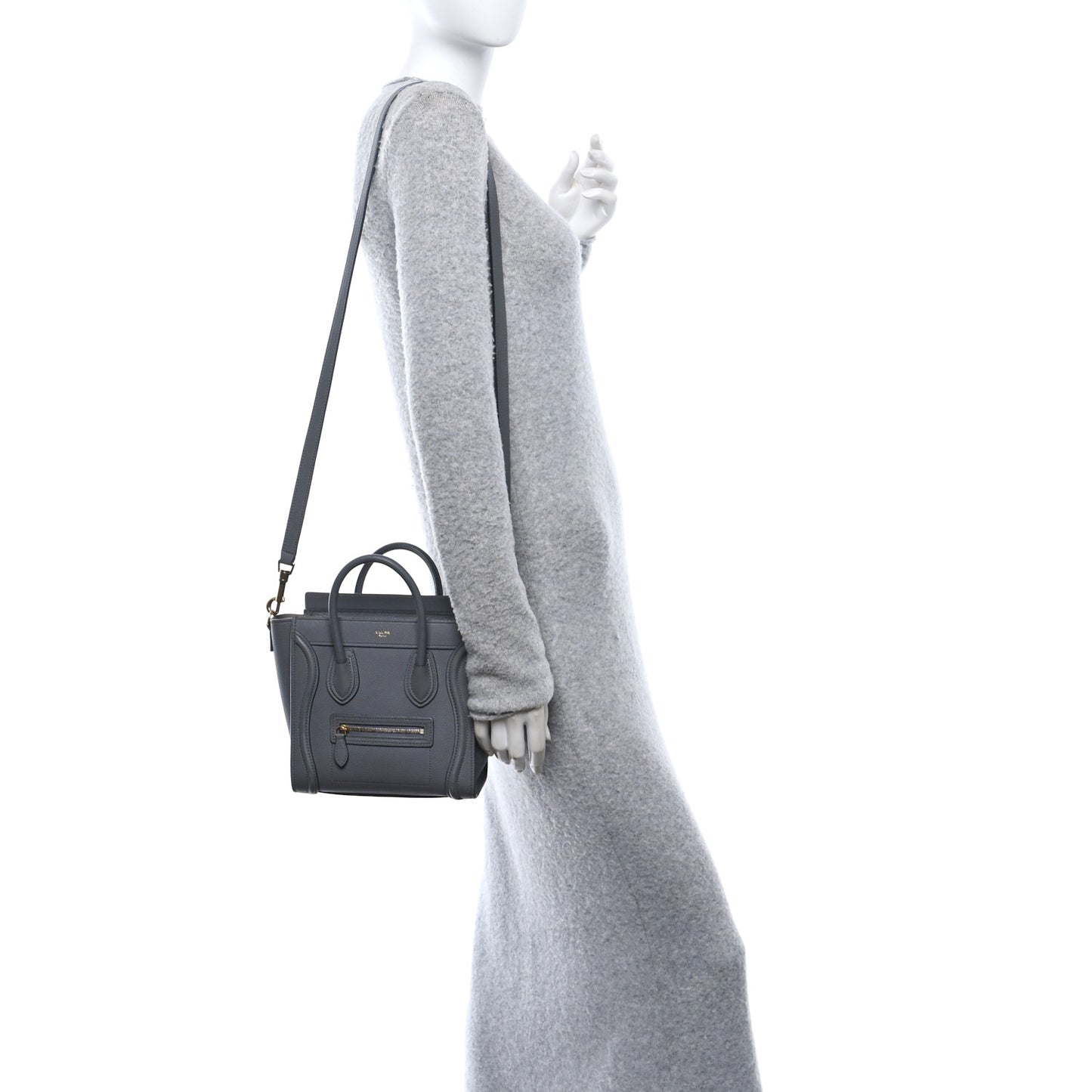 Baby Drummed Calfskin Nano Luggage Kohl