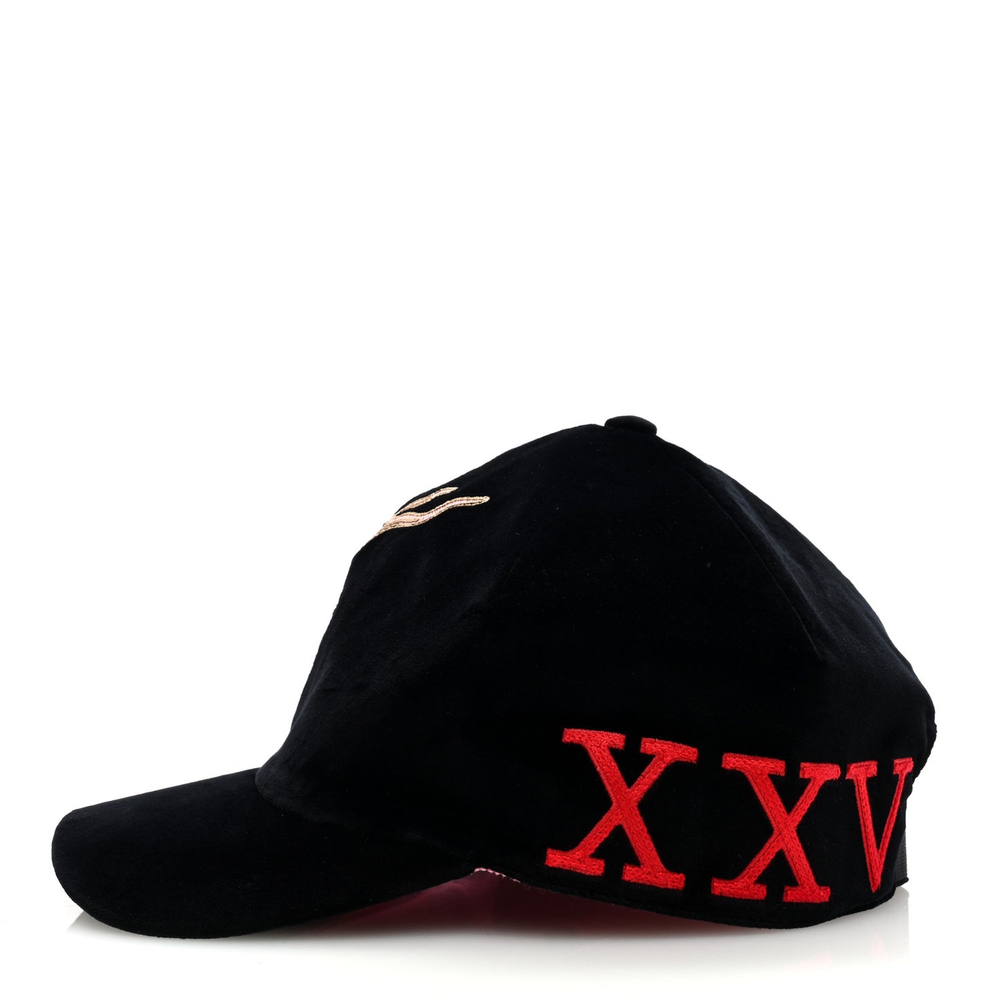 Velvet GG Monogram Embroidered Baseball Hat M Black