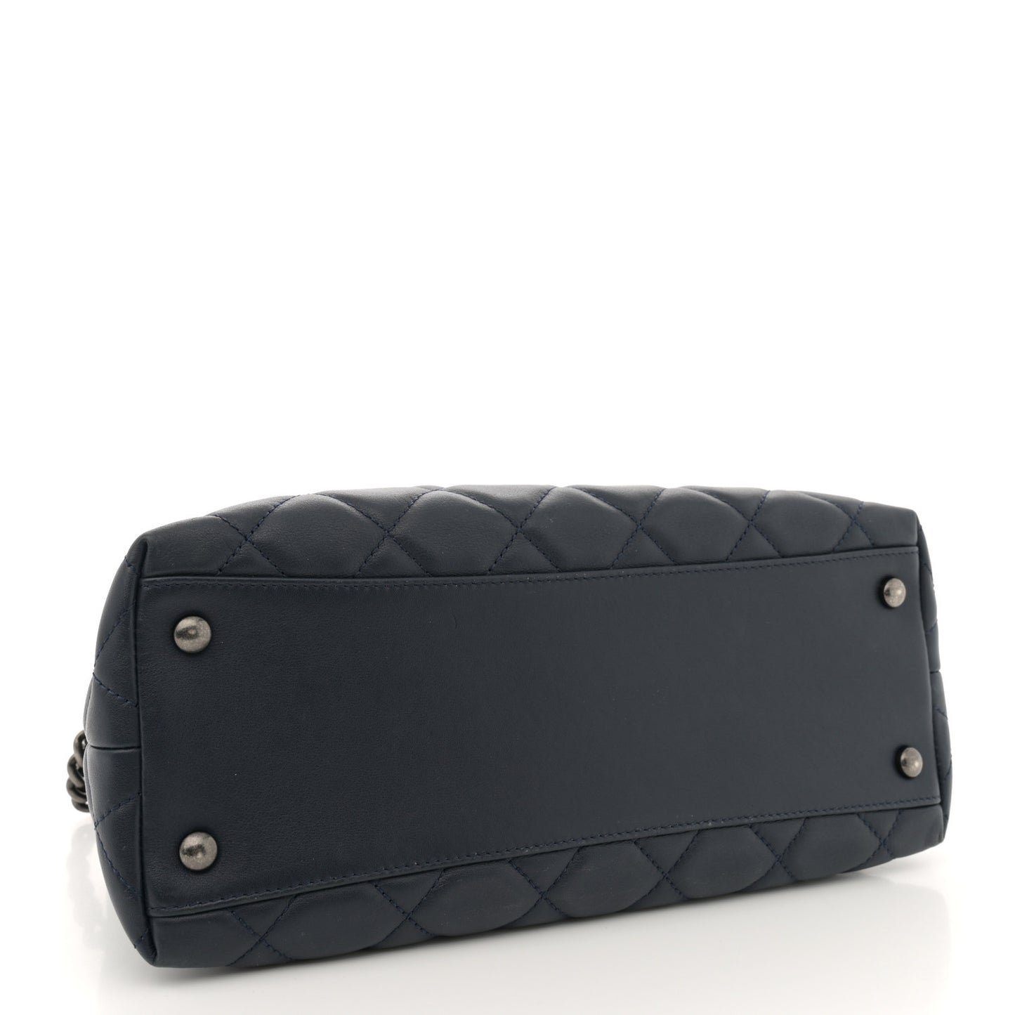 Calfskin Tweed Quilted Small Tote Navy Multicolor