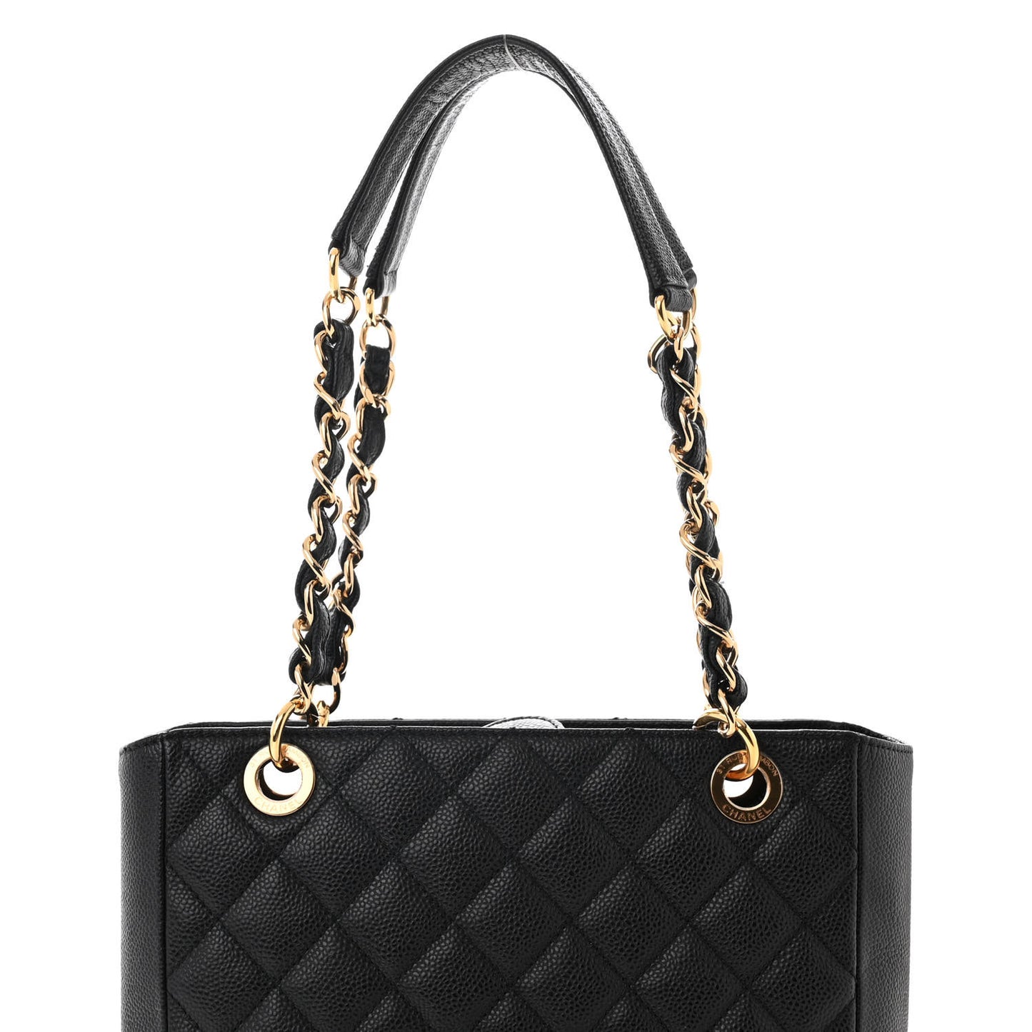 Caviar Quilted Petit Shopping Tote PST Black
