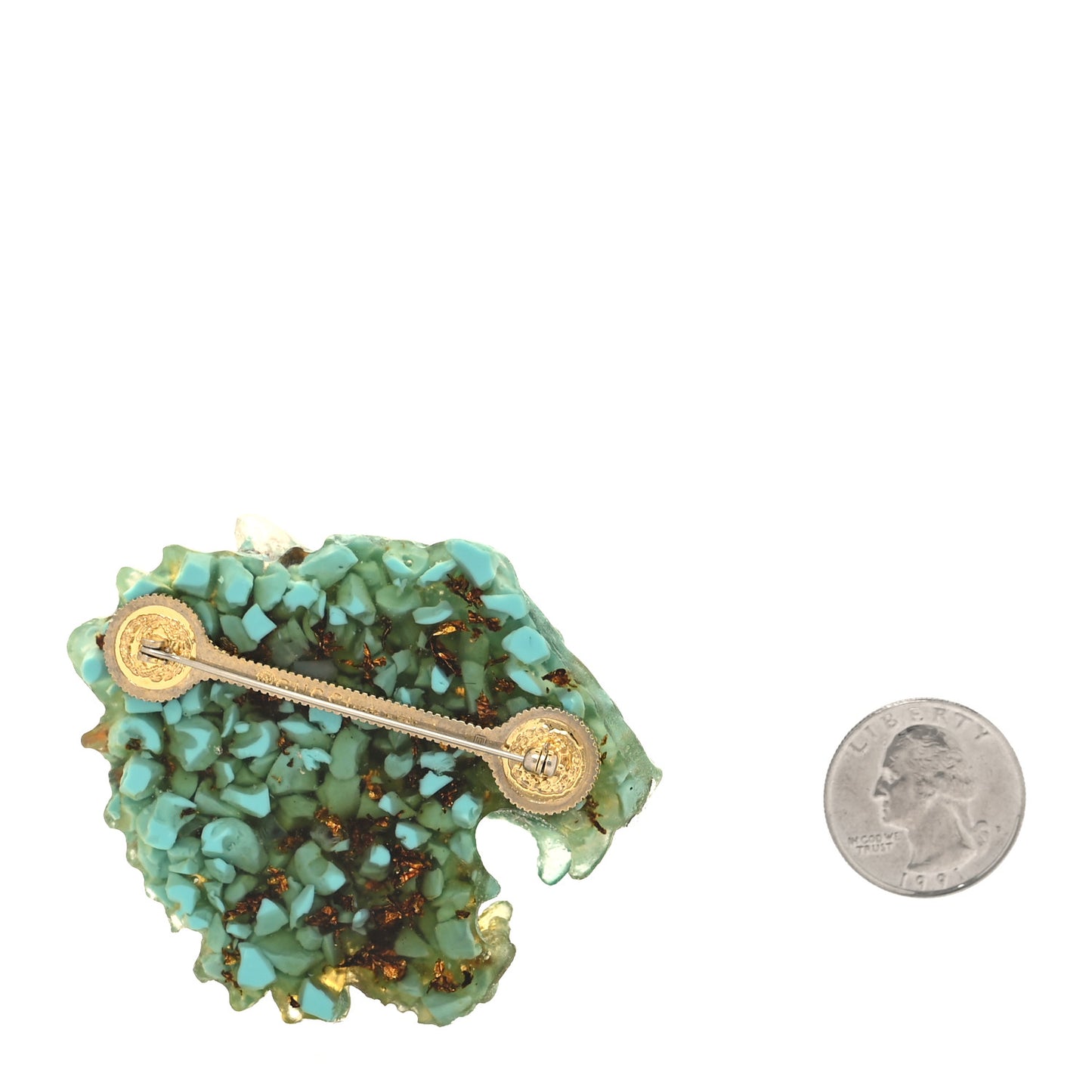 Resin Crystal Rajah Brooch Turquoise