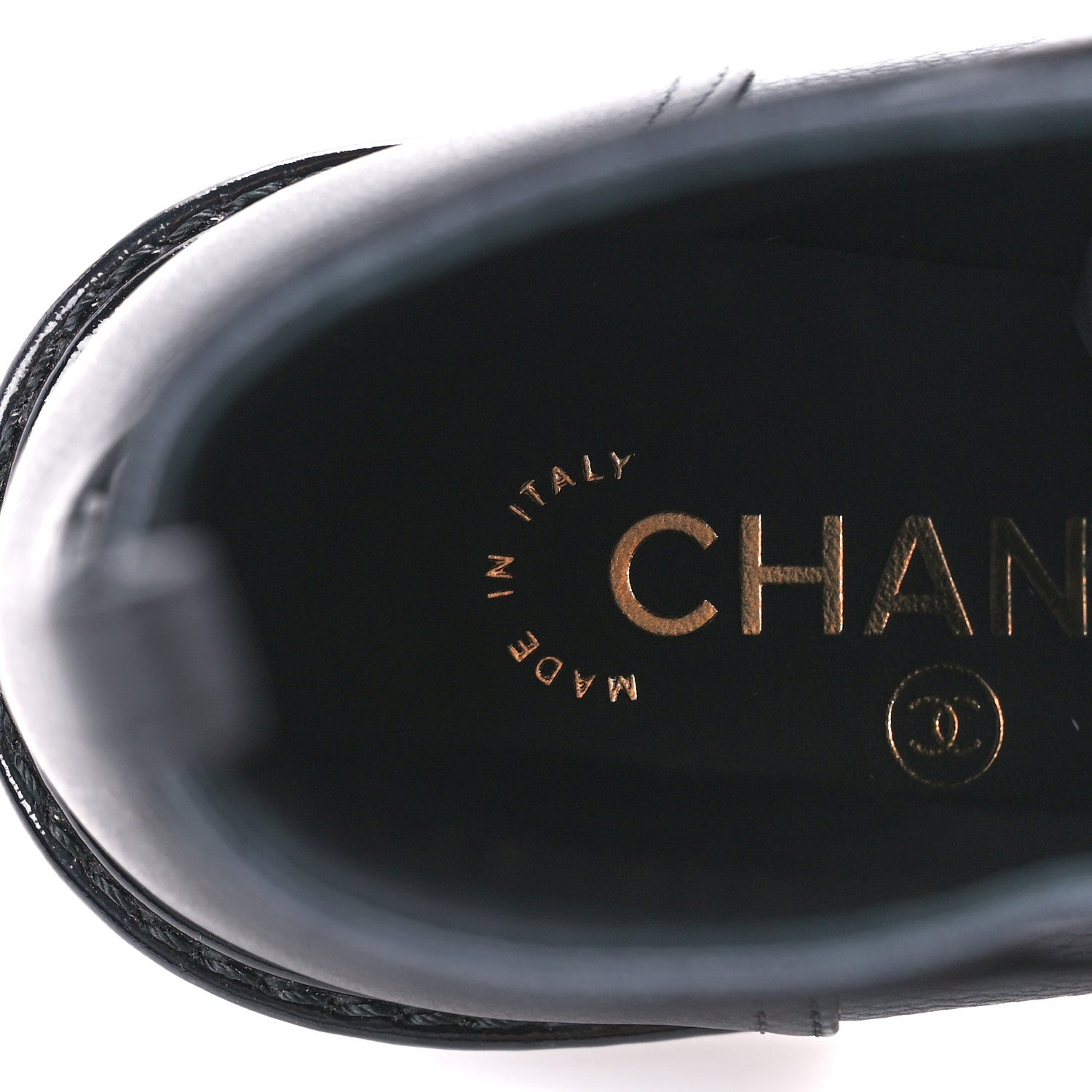 Chanel Pearly Calfskin Patent Calfskin Lace Up Combat Boots 36.5 Black 8 of 10