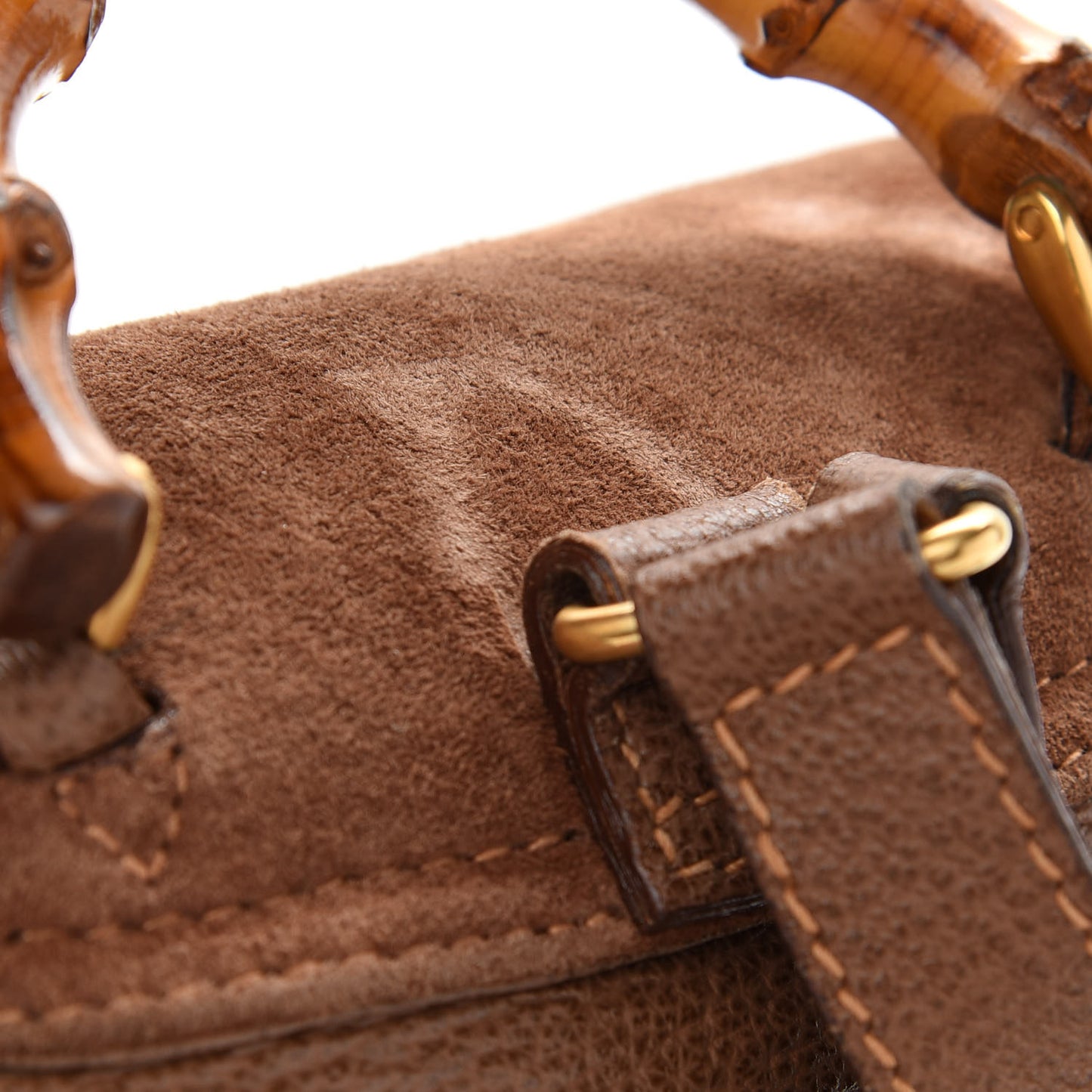 Suede Calfskin Bamboo Backpack Brown