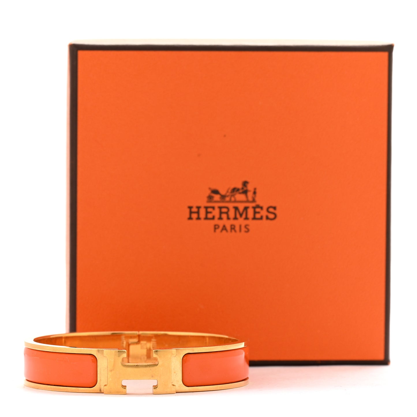 Enamel Narrow Clic Clac H Bracelet GM Orange
