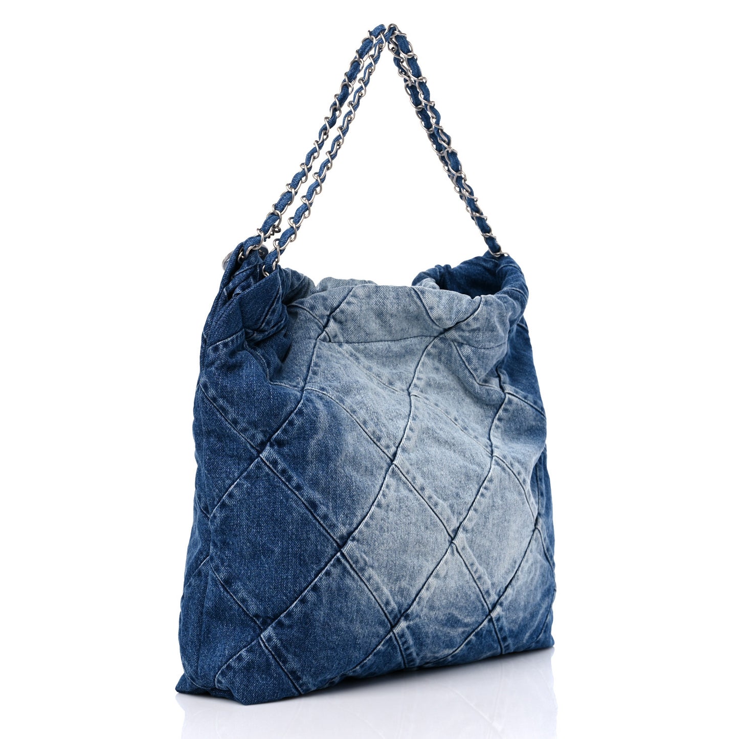 Denim Quilted Chanel 22 Blue