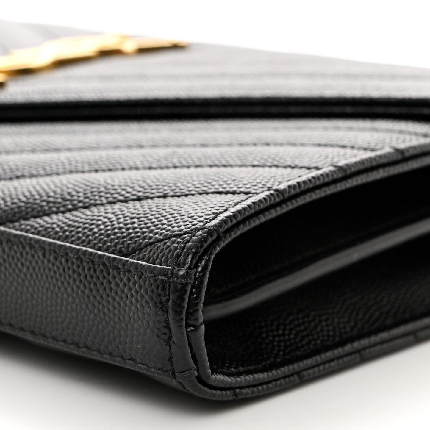 Grain De Poudre Matelasse Chevron Monogram Chain Wallet Black