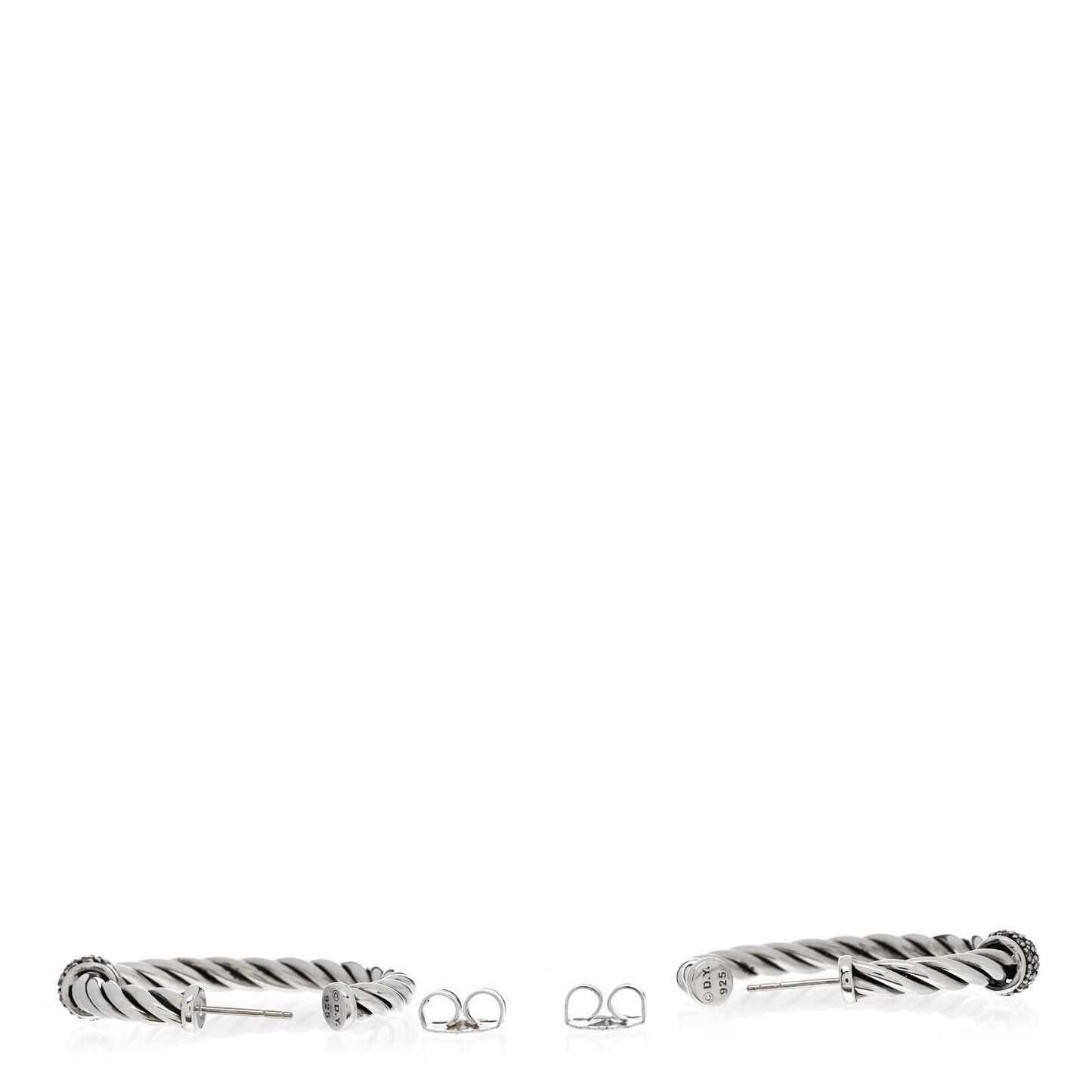 Sterling Silver Diamond Cable Classics Hoop Earrings