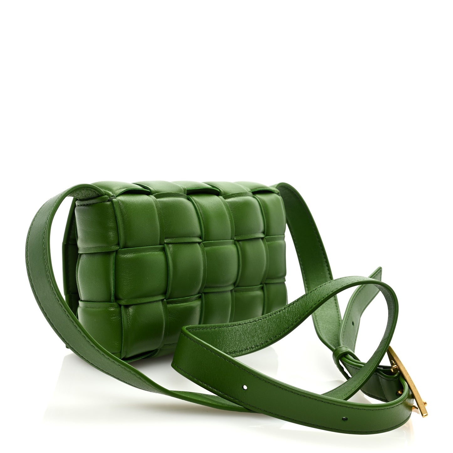 Nappa Maxi Intrecciato Padded Small Cassette Crossbody Bag Avocado