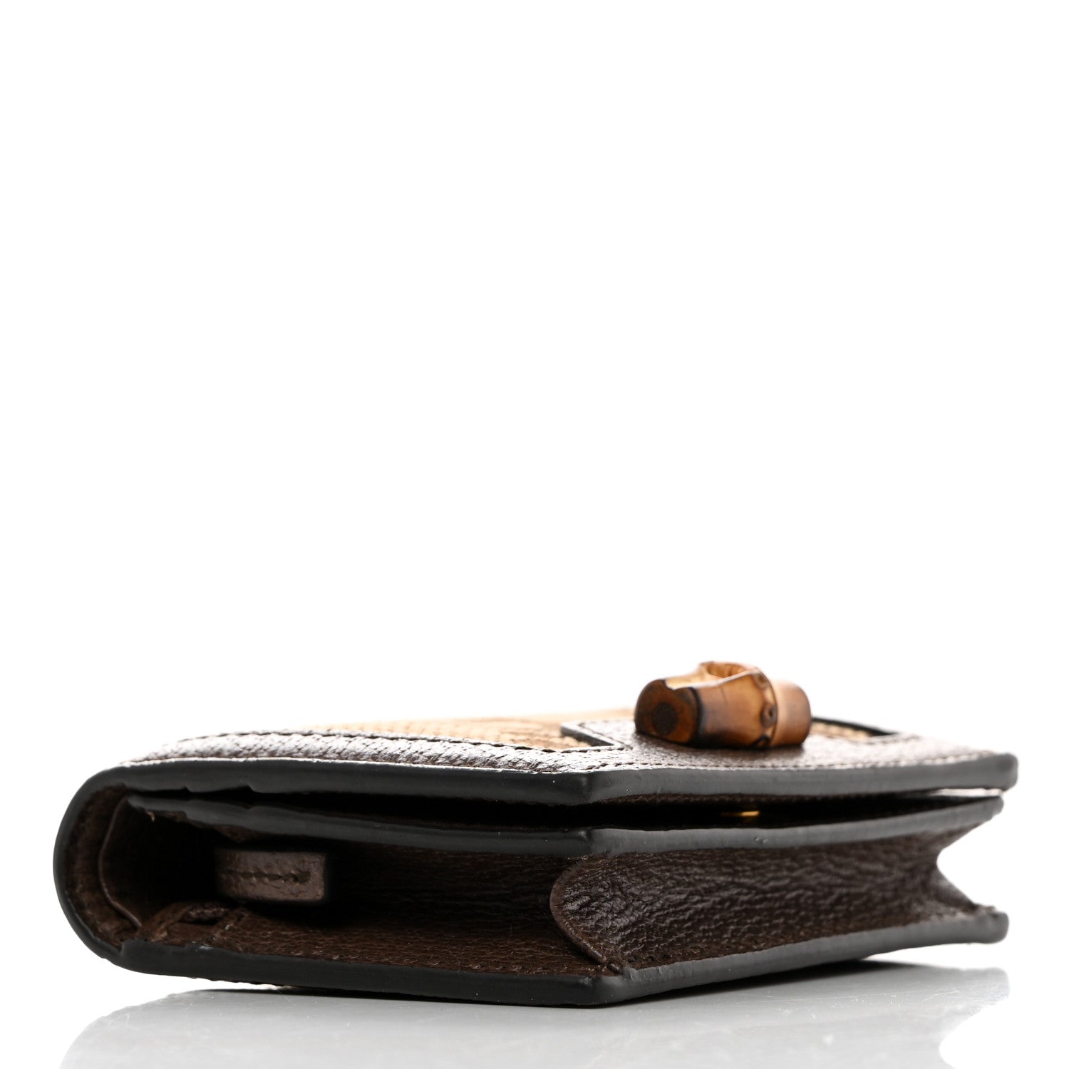 Gucci Monogram Jumbo GG Textured Dollar Calfskin Diana Card Case Wallet Camel Ebony New Acero 4 of 8