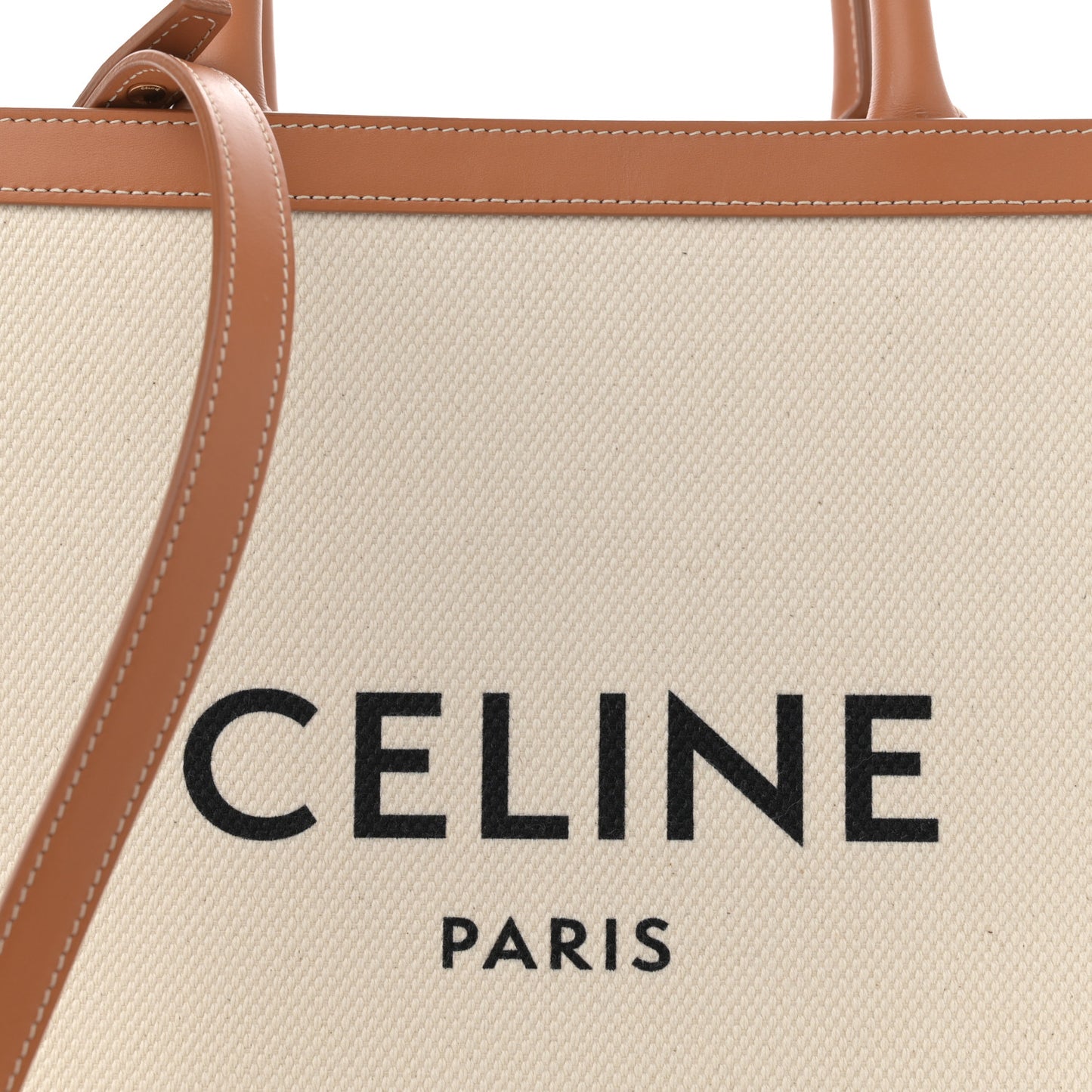 Canvas Calfskin Logo Print Small Vertical Cabas Natural Tan