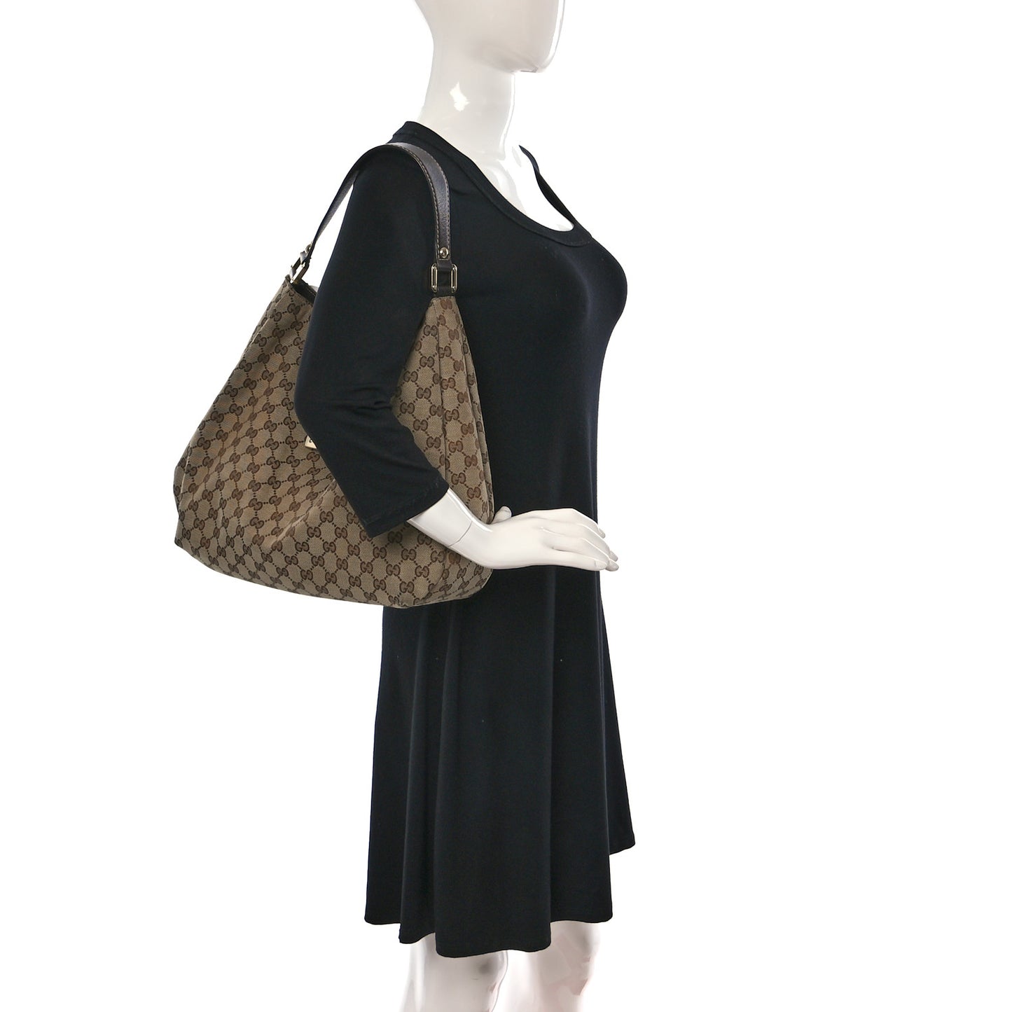 Monogram Large New Ladies Web Hobo Dark Brown