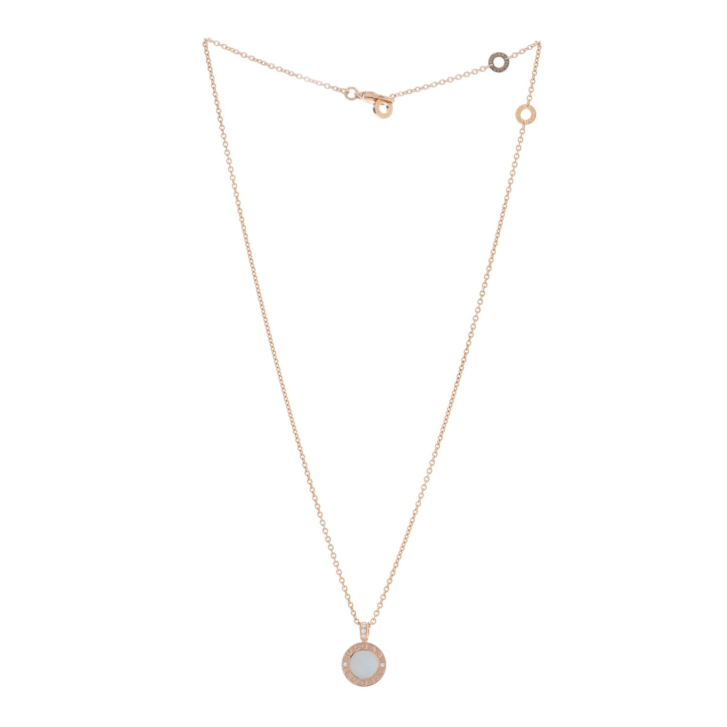 18K Rose Gold Diamond Black Onyx Mother of Pearl BVLGARI BVLGARI Pendant Necklace