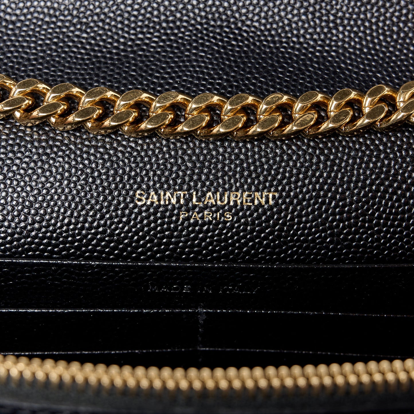 Grain De Poudre Matelasse Chevron Monogram Chain Wallet Black