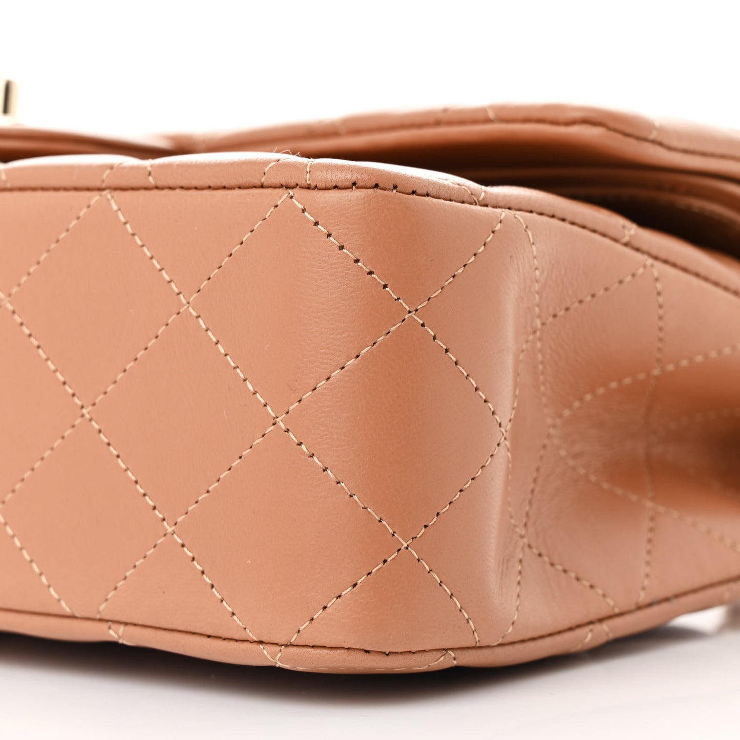 Lambskin Quilted Medium Double Flap Brown