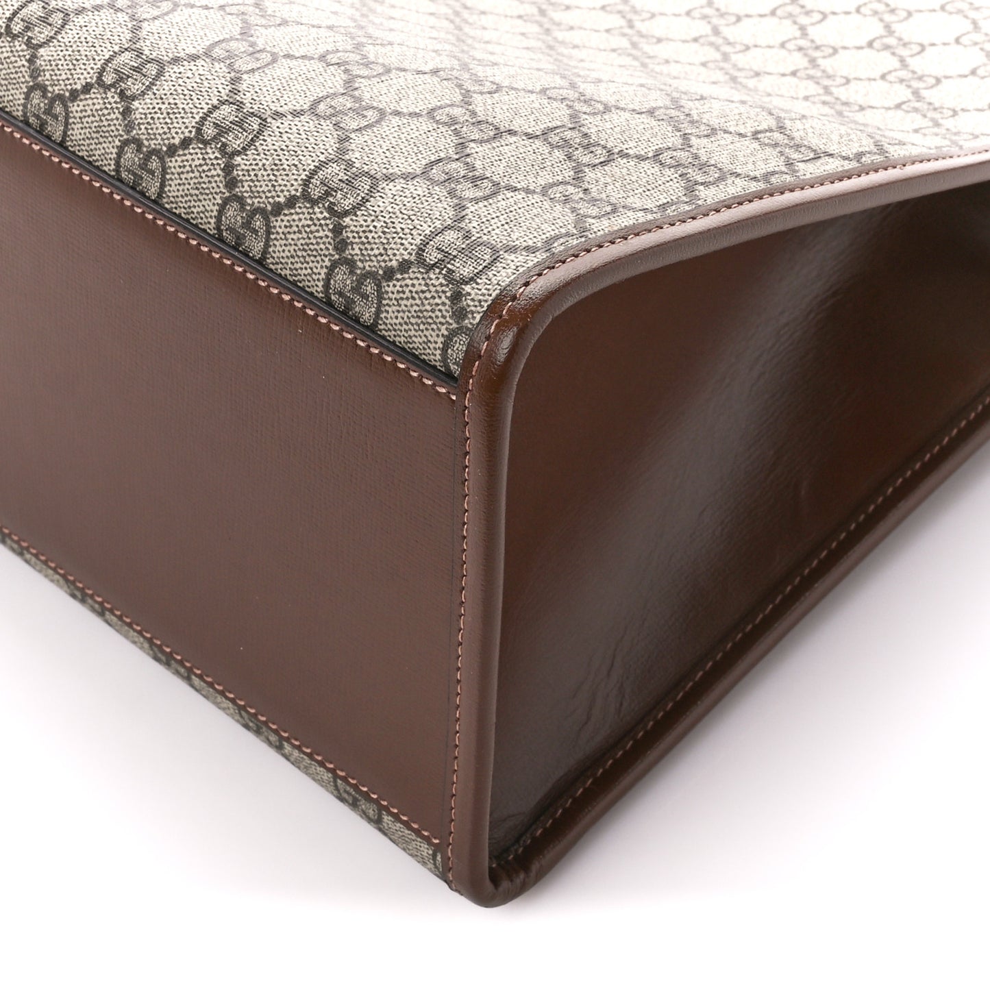 GG Supreme Monogram Azalea Calfskin Medium Retro Interlocking G Tote Bag Beige Ebony Brown Sugar