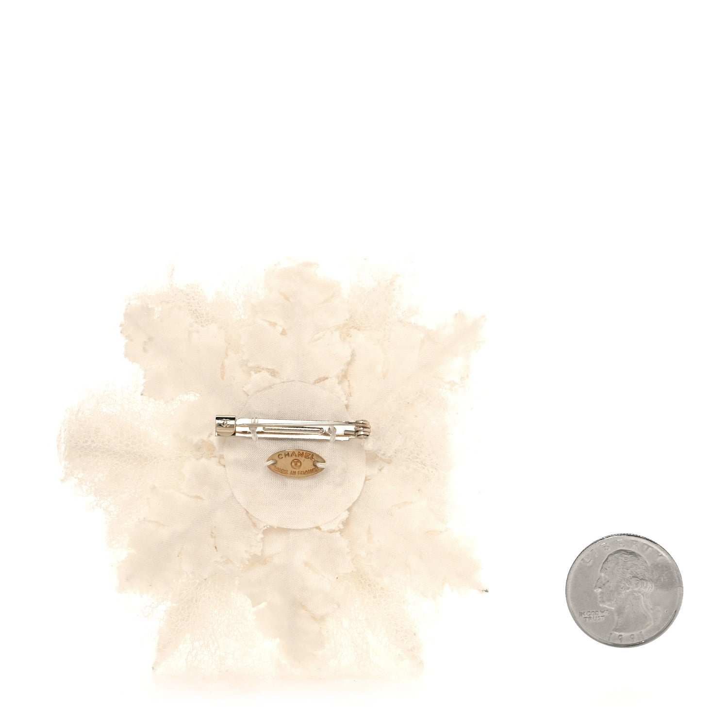 Chanel Lace Camellia Brooch White Rose 2 of 4
