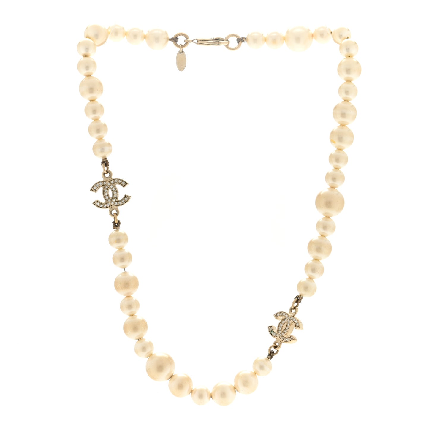 Pearl Crystal CC Choker Necklace Gold