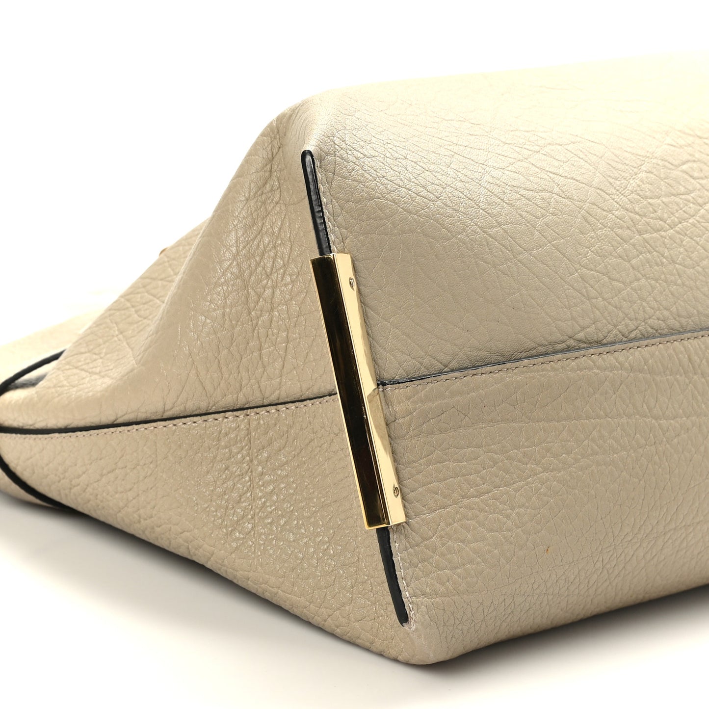 Grained Calfskin Large Charlotte Tote Motty Grey White