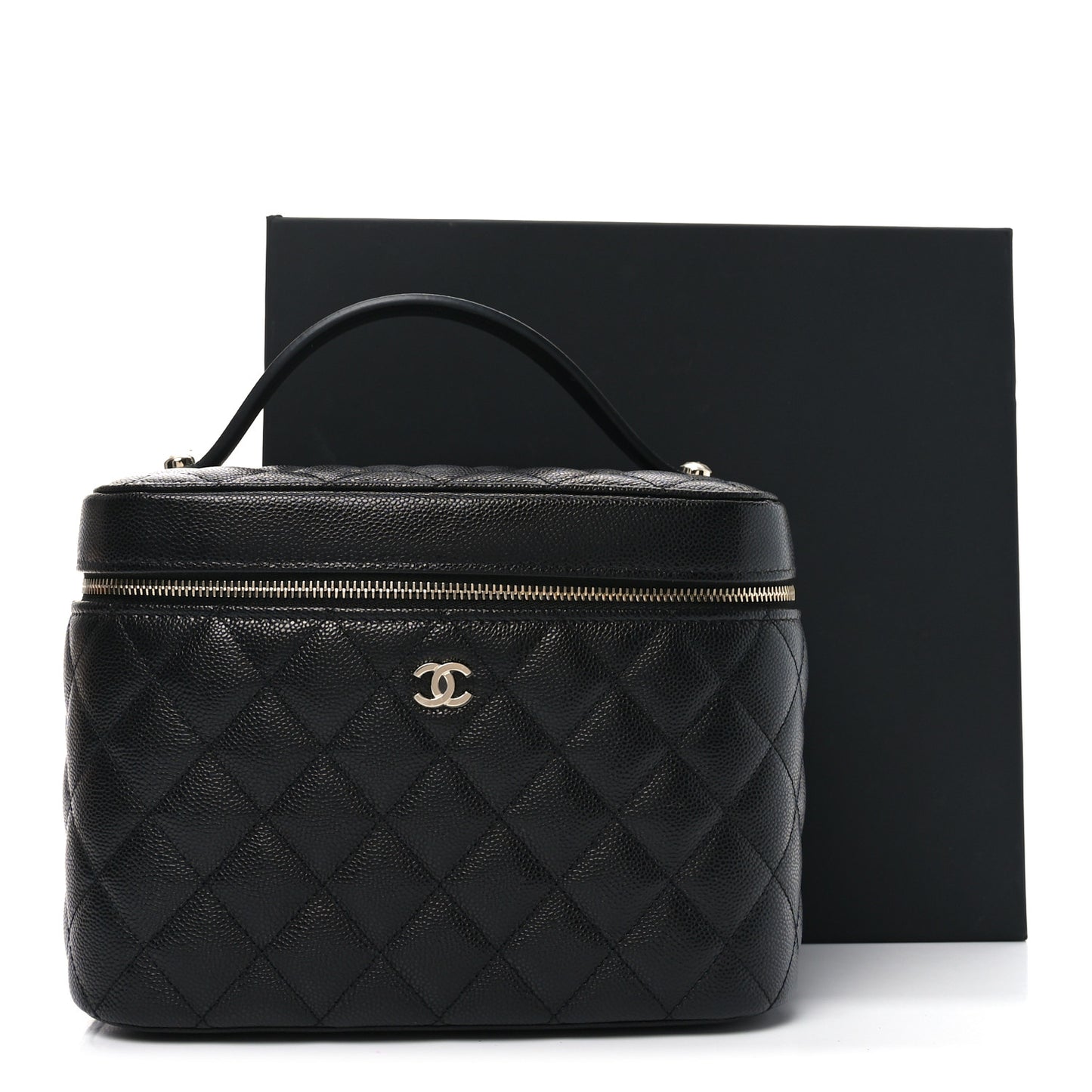 Caviar Quilted Large Vanity Pouch Black