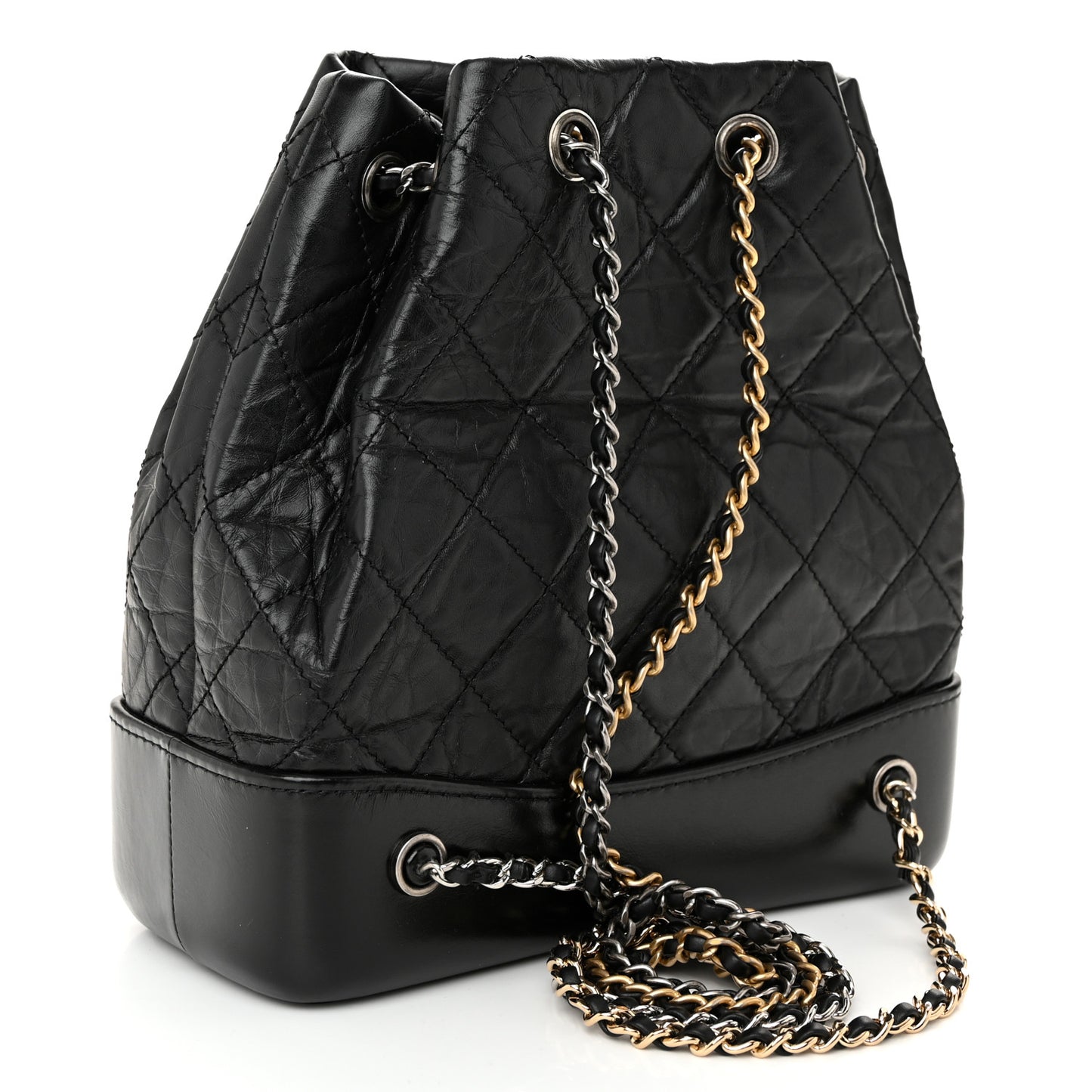 Aged Calfskin Quilted Small Gabrielle Backpack Black