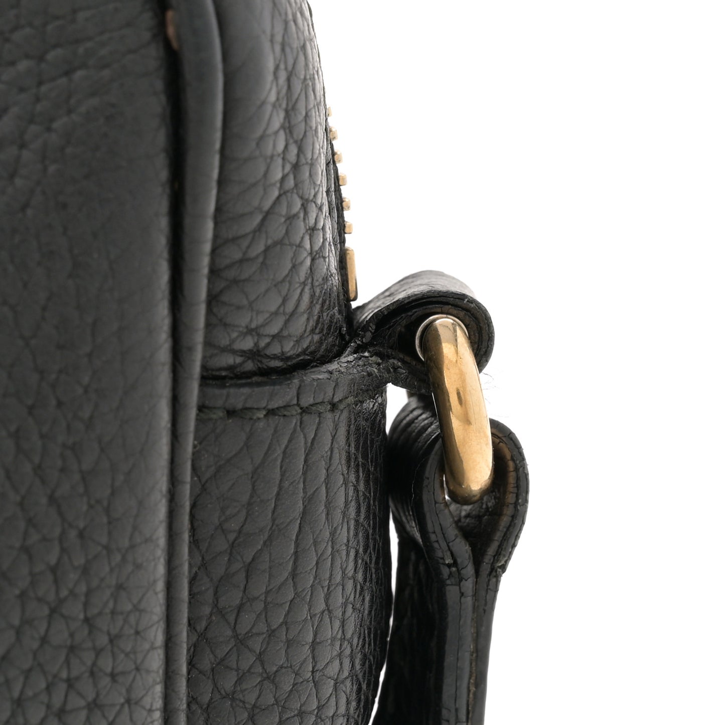 Pebbled Calfskin Small Soho Disco Bag Black