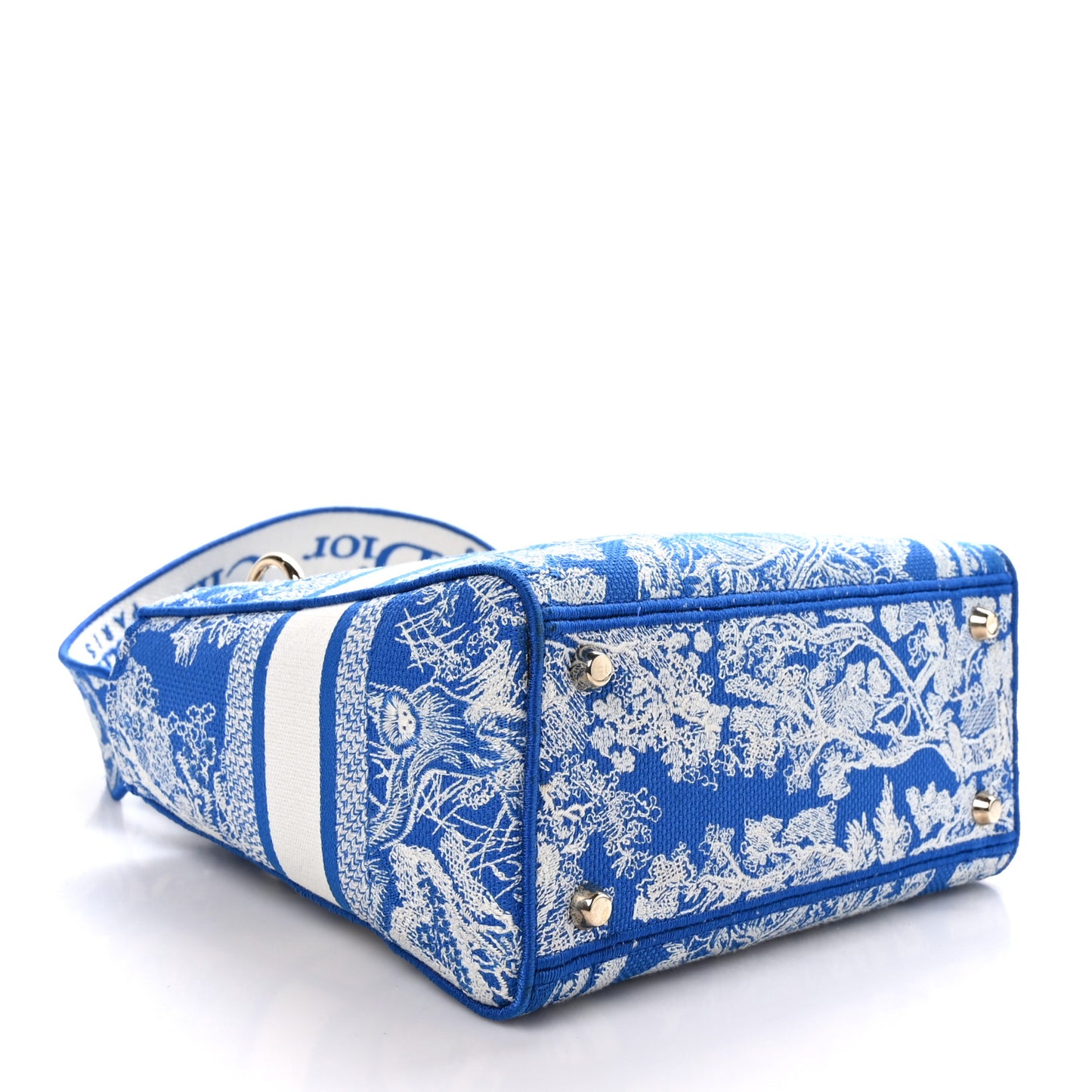 Canvas Toile De Jouy Reverse Embroidered Medium Lady D-Lite Fluorescent Blue